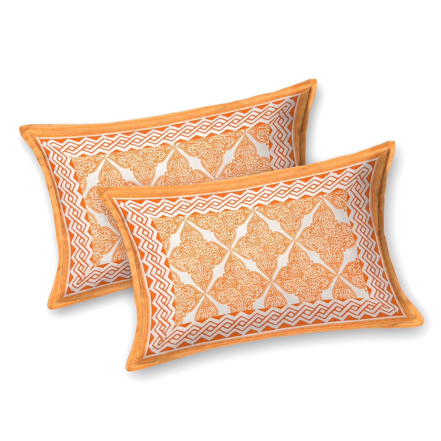 Cotton Double Jaipuri Prints Flat Bedsheet  With 2 Pillow Cover