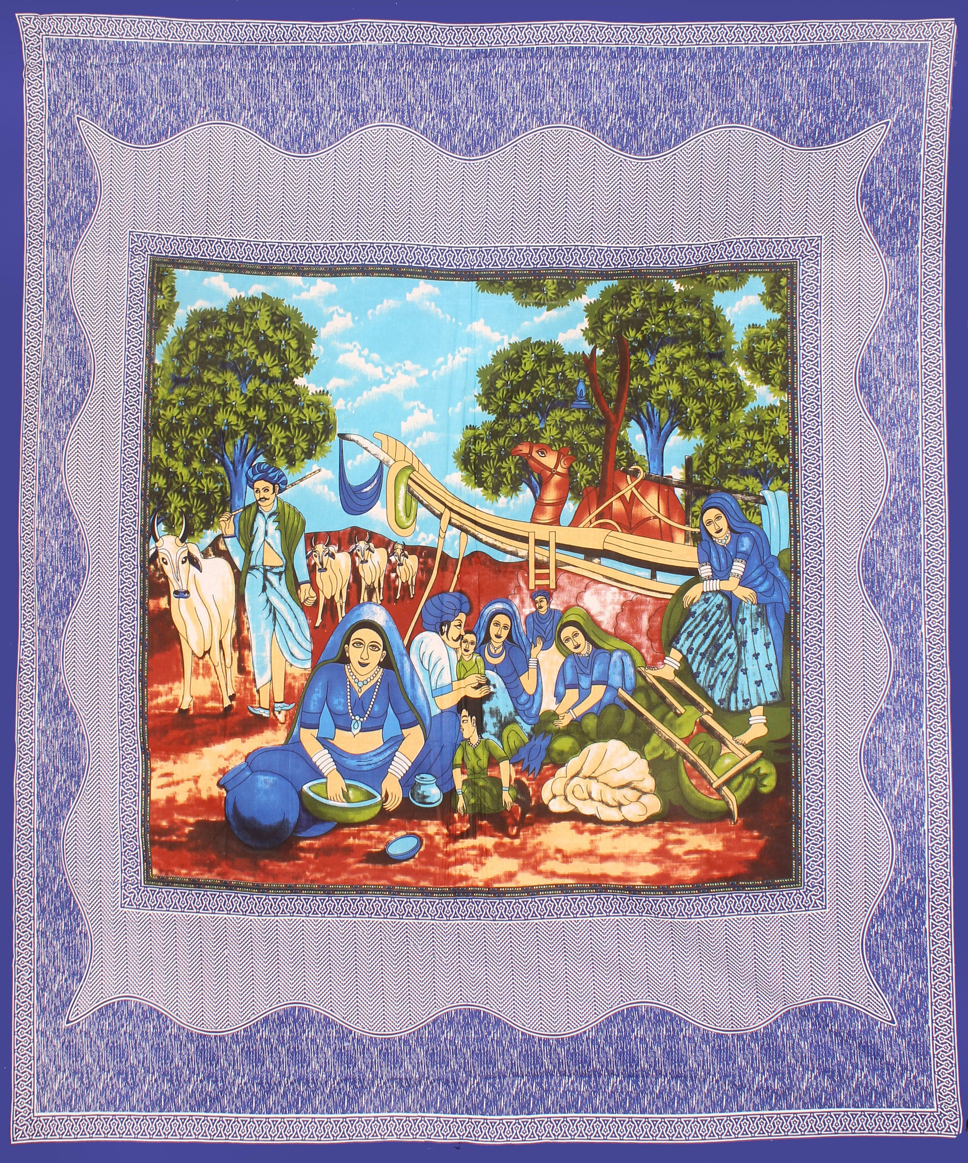Cotton Double Jaipuri Prints Flat Bedsheet  With 2 Pillow Cover