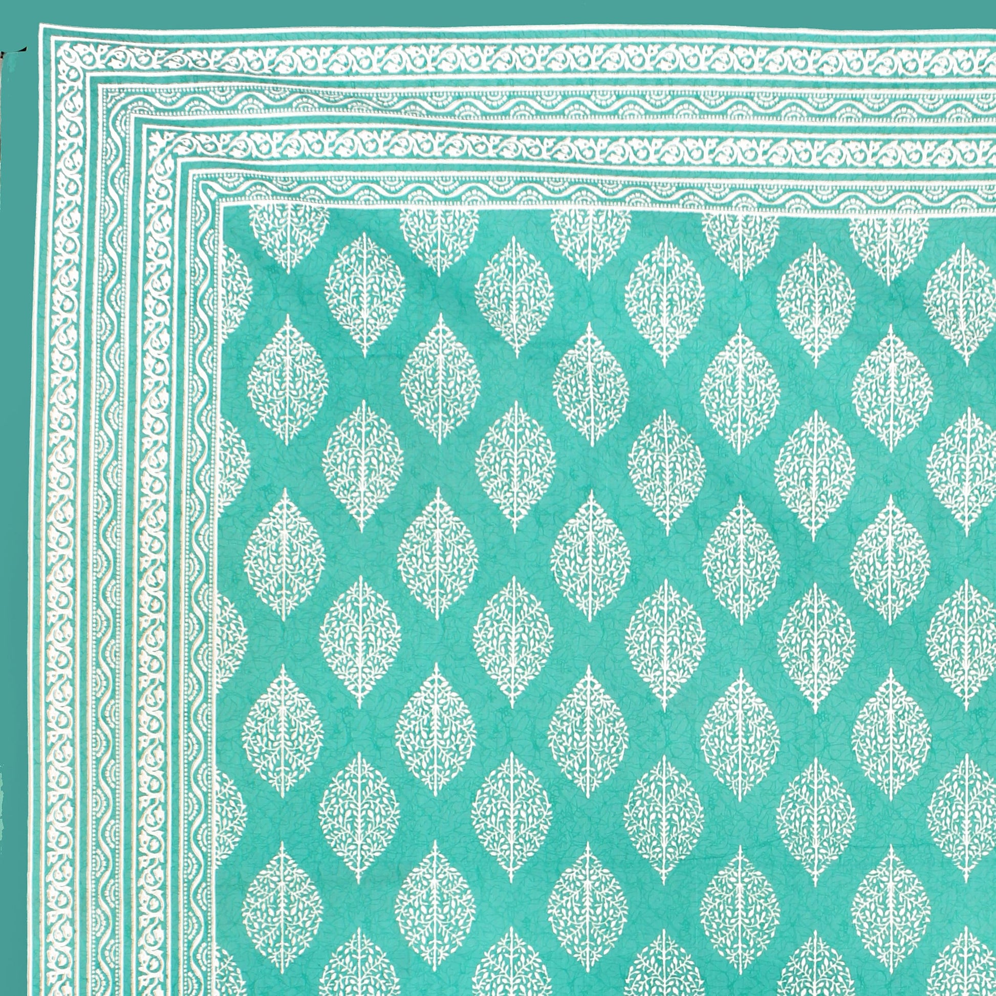 Cotton Double Jaipuri Prints Flat Bedsheet  With 2 Pillow Cover