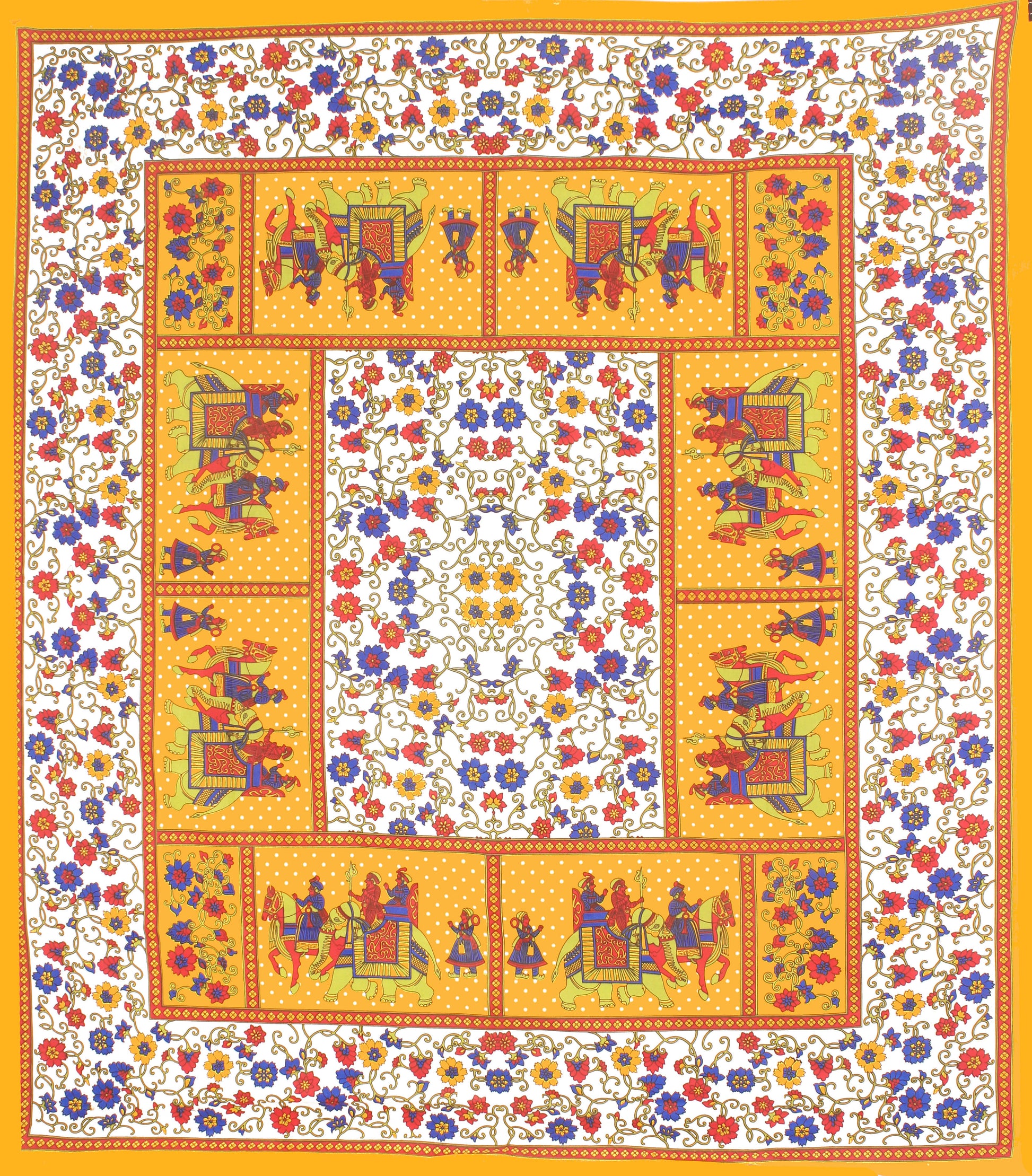 Cotton Double Jaipuri Prints Flat Bedsheet  With 2 Pillow Cover