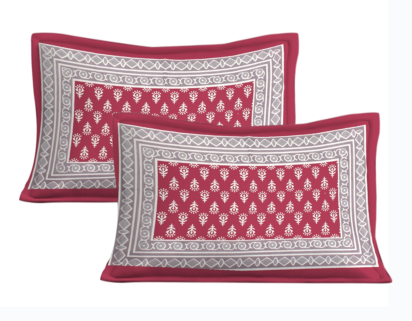 Cotton Double Jaipuri Prints Flat Bedsheet  With 2 Pillow Cover