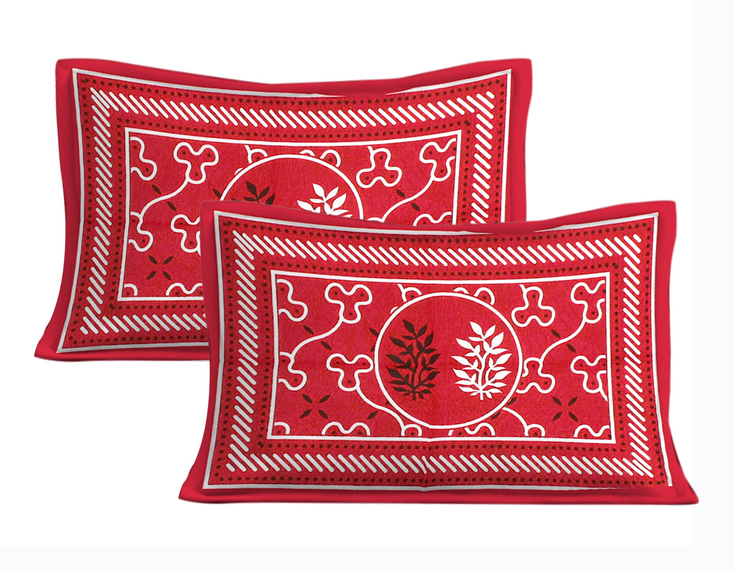 Cotton Double Jaipuri Prints Flat Bedsheet  With 2 Pillow Cover
