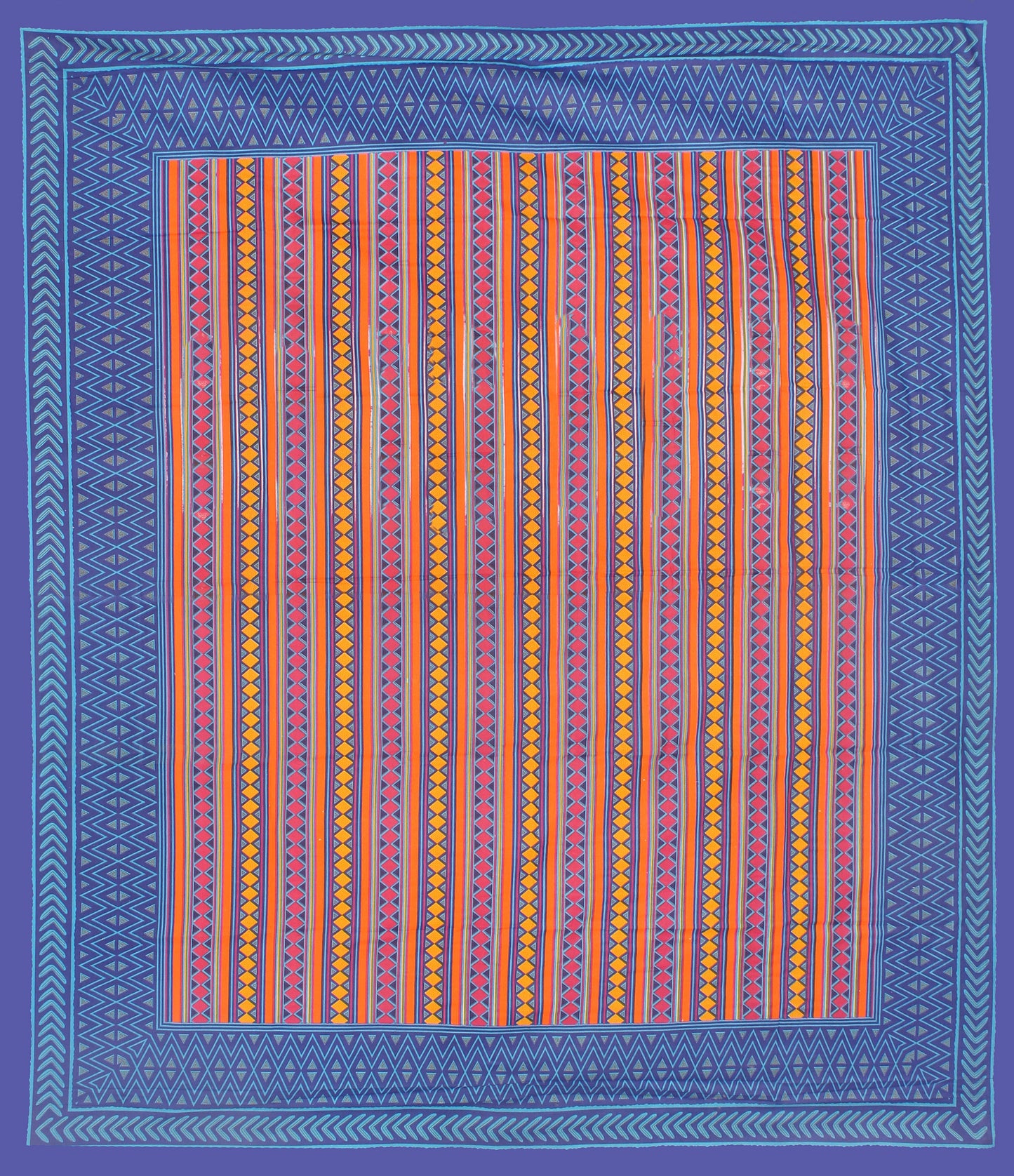 Cotton Double Jaipuri Prints Flat Bedsheet  With 2 Pillow Cover