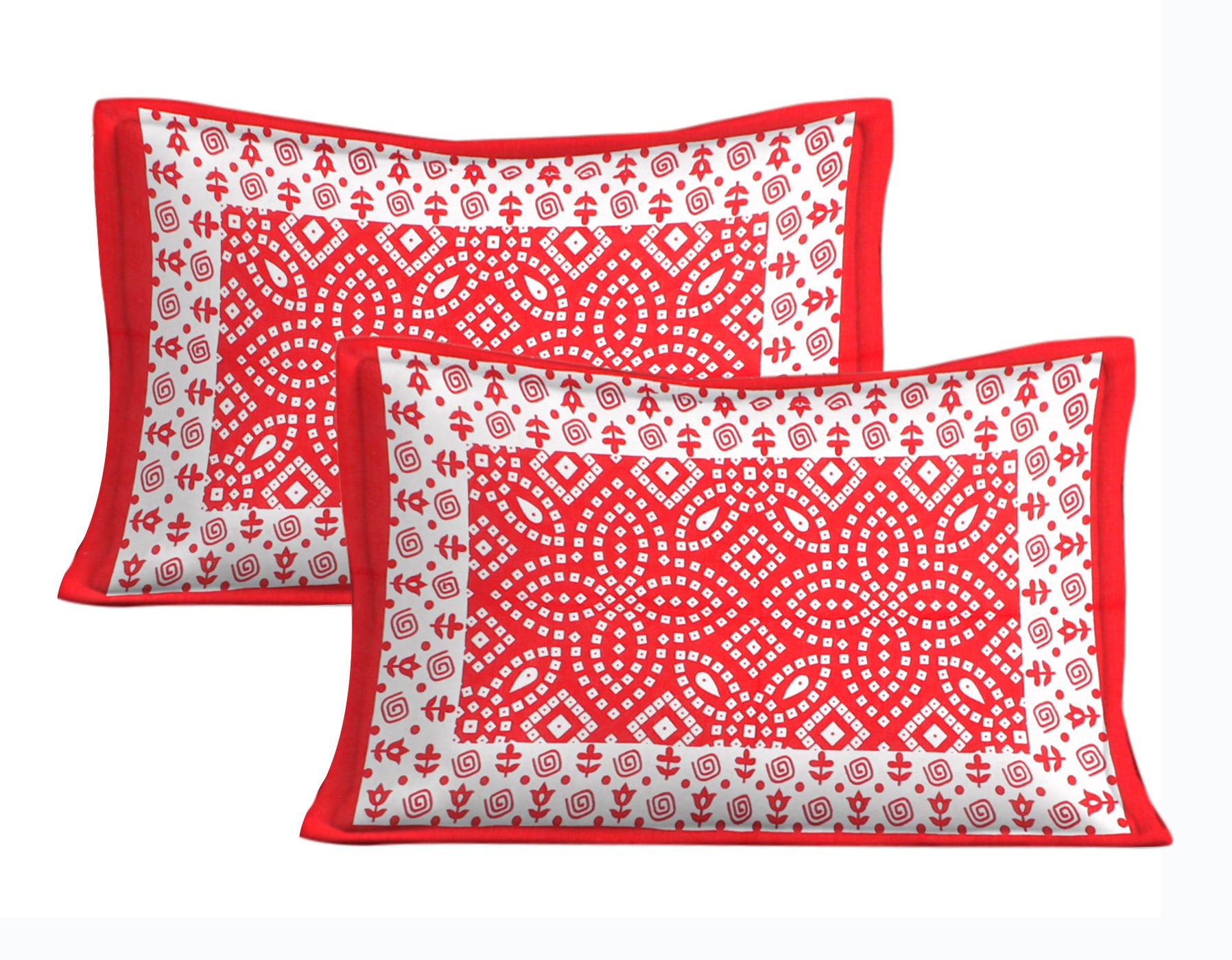 Cotton Double Jaipuri Prints Flat Bedsheet  With 2 Pillow Cover