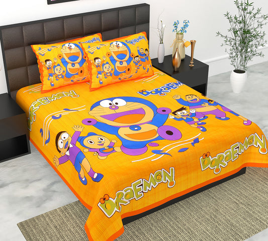 Cotton Double Jaipuri Prints Flat Bedsheet  With 2 Pillow Cover
