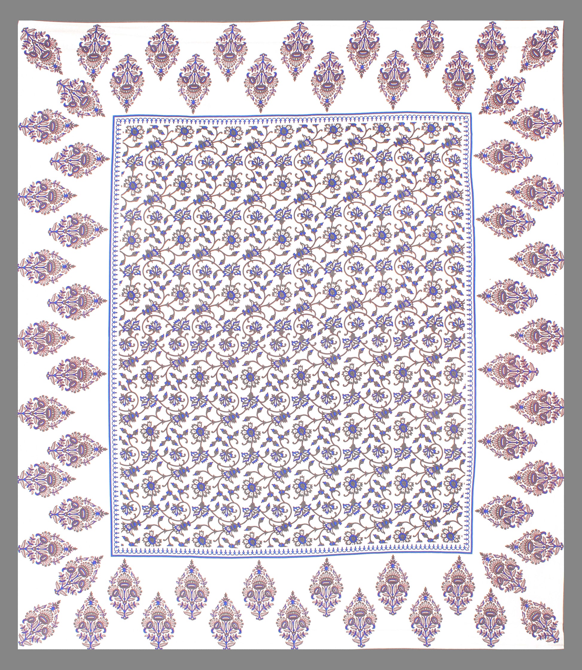 Cotton Double Jaipuri Prints Flat Bedsheet  With 2 Pillow Cover