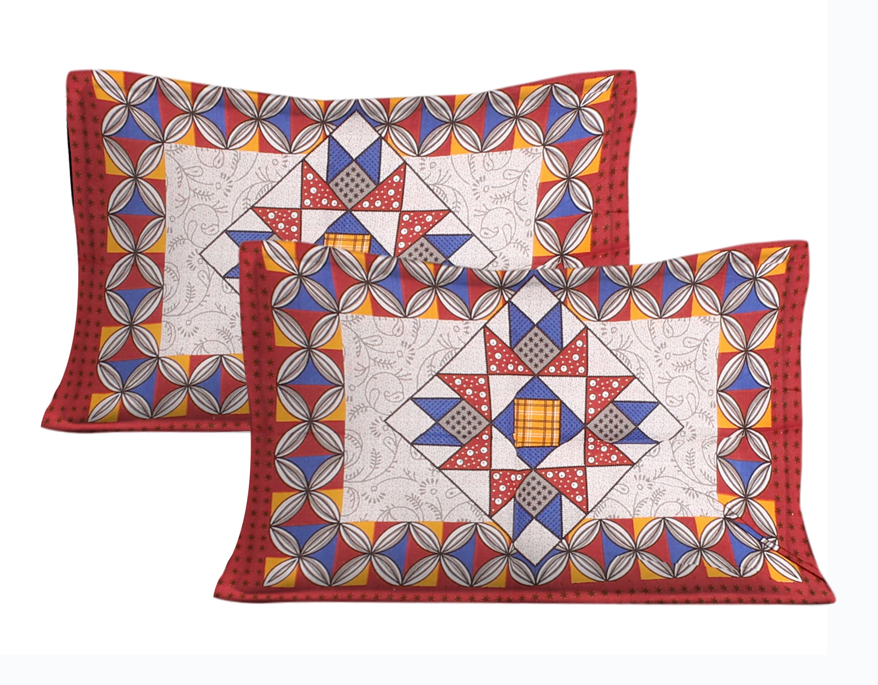 Cotton Double Jaipuri Prints Flat Bedsheet  With 2 Pillow Cover