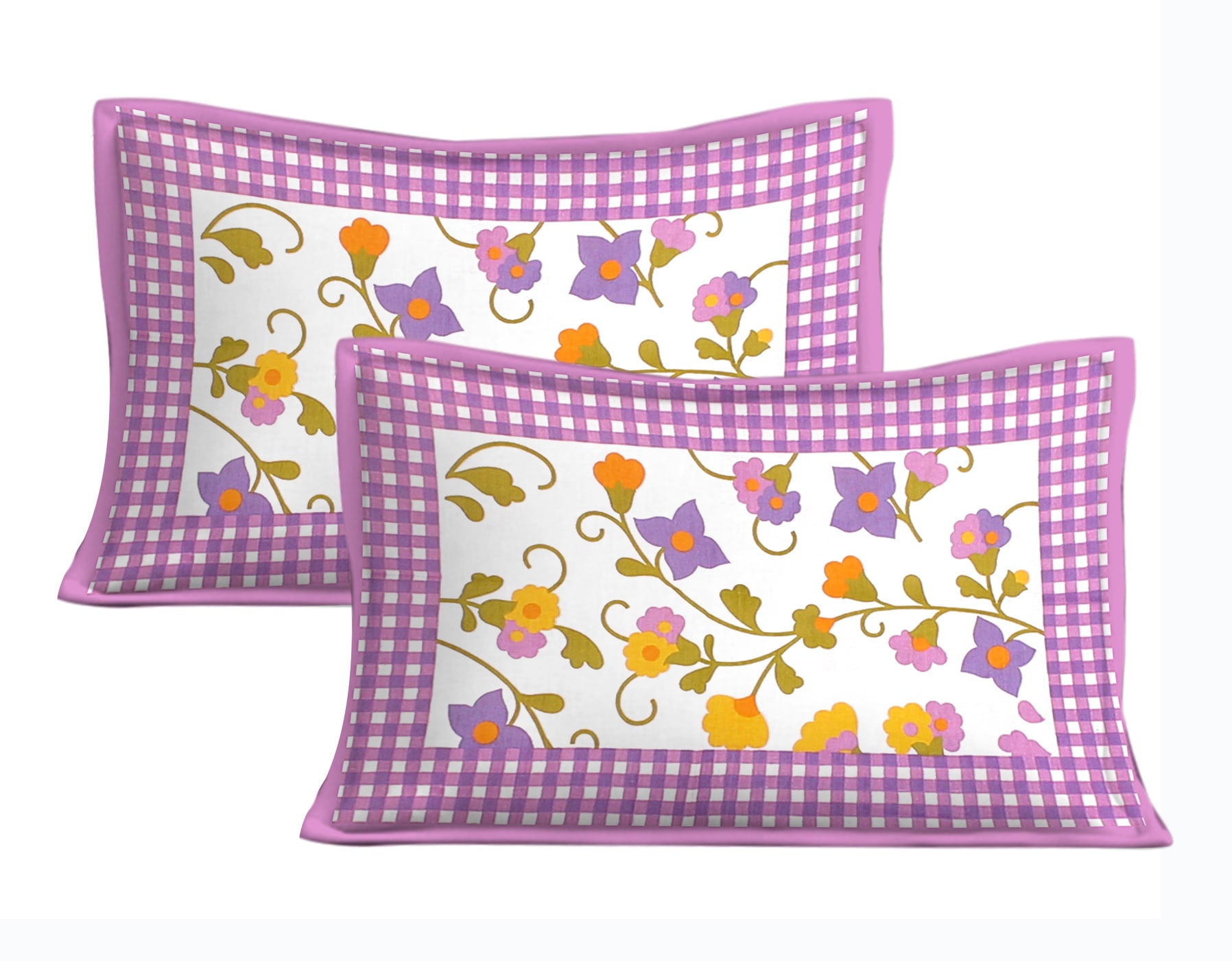 Cotton Double Jaipuri Prints Flat Bedsheet  With 2 Pillow Cover