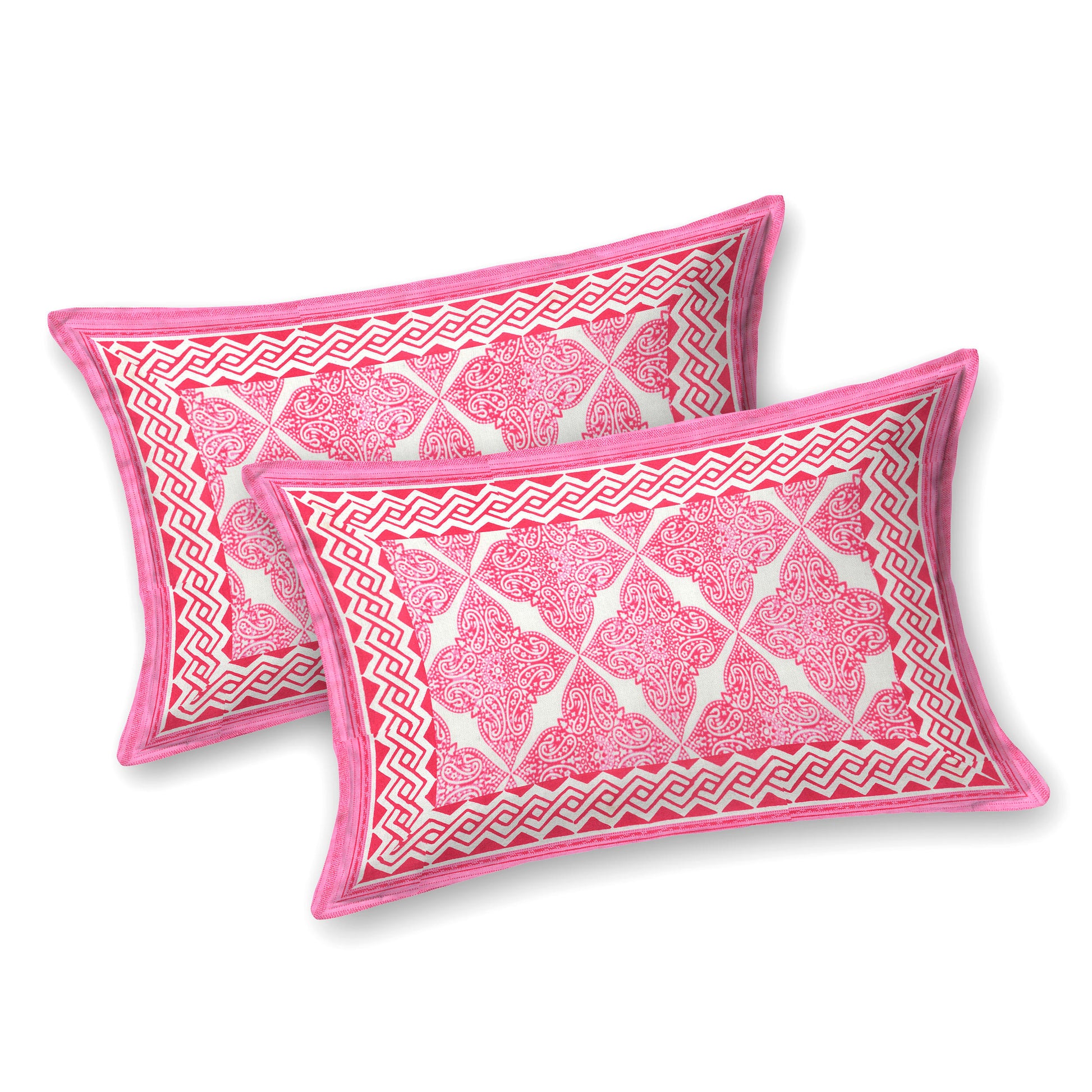 Cotton Double Jaipuri Prints Flat Bedsheet  With 2 Pillow Cover