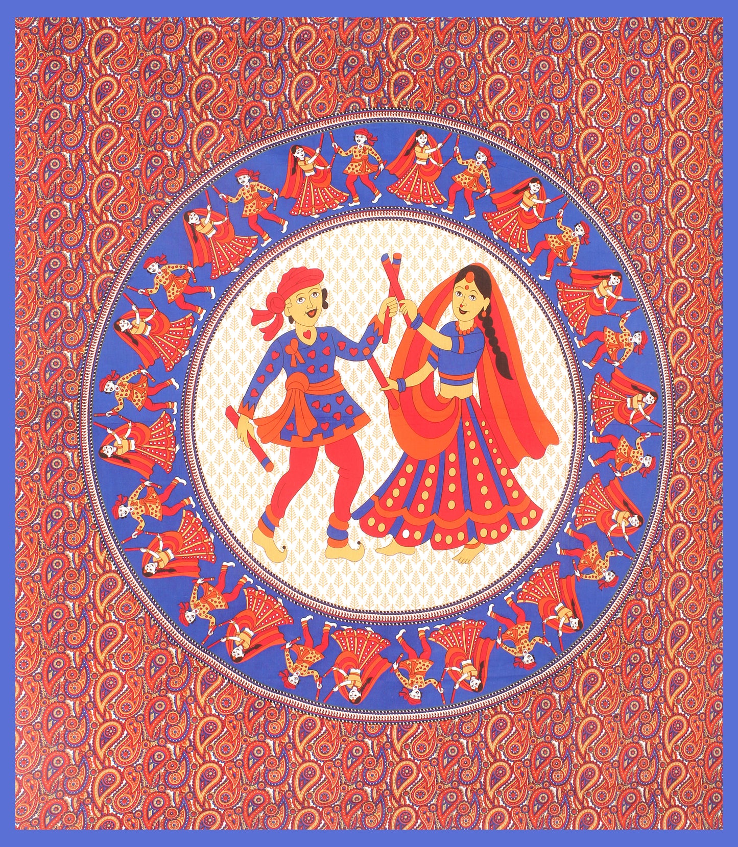 Cotton Double Jaipuri Prints Flat Bedsheet  With 2 Pillow Cover