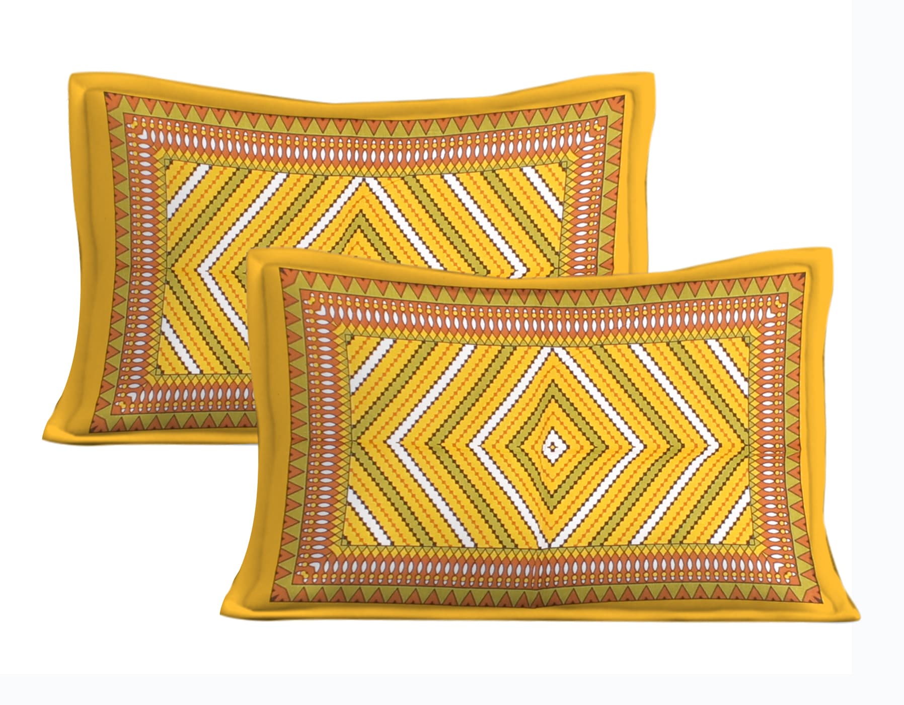 Cotton Double Jaipuri Prints Flat Bedsheet  With 2 Pillow Cover