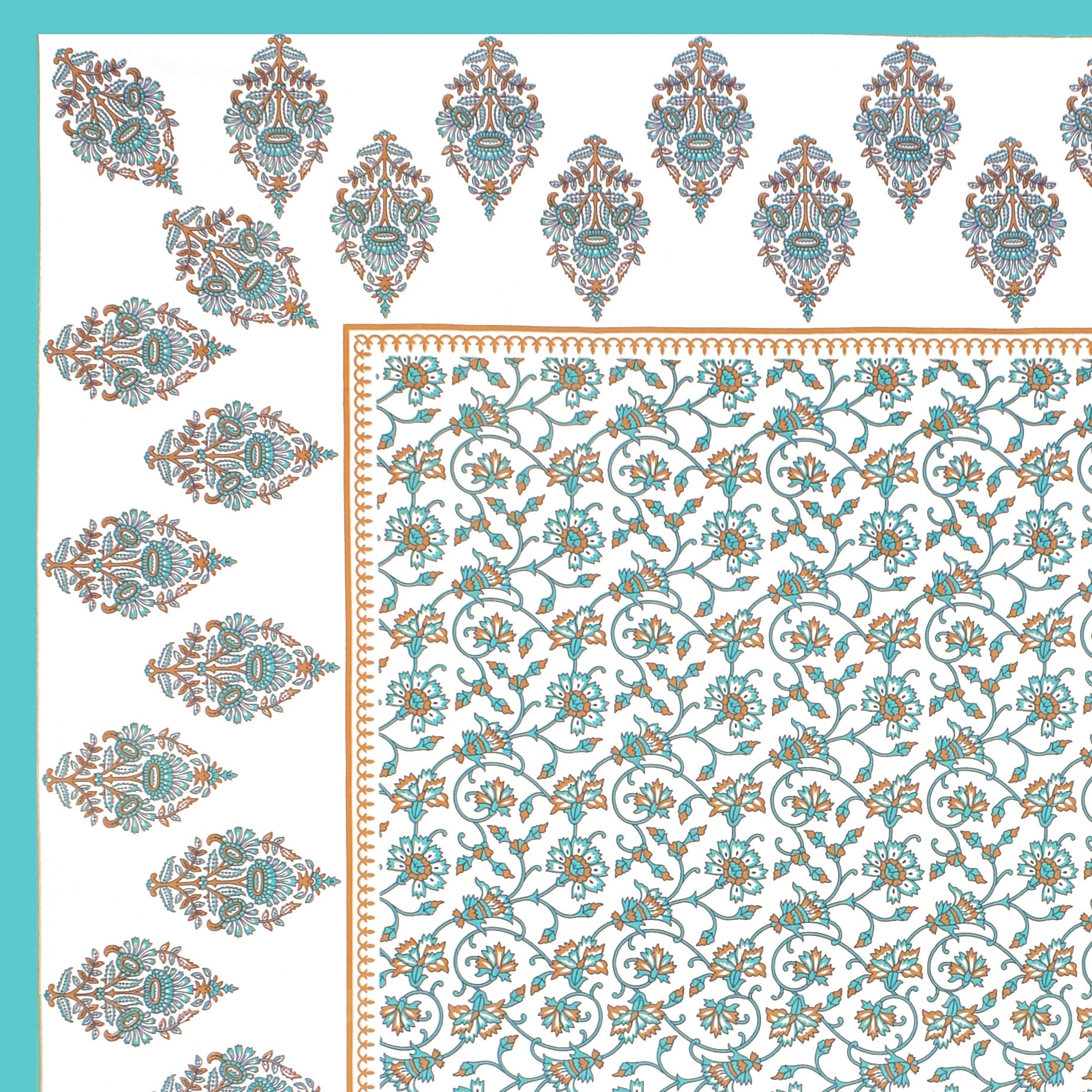 Cotton Double Jaipuri Prints Flat Bedsheet  With 2 Pillow Cover