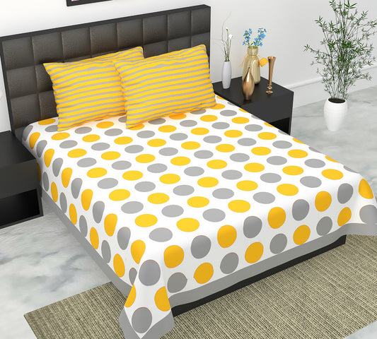 Cotton Double Jaipuri Prints Flat Bedsheet  With 2 Pillow Cover