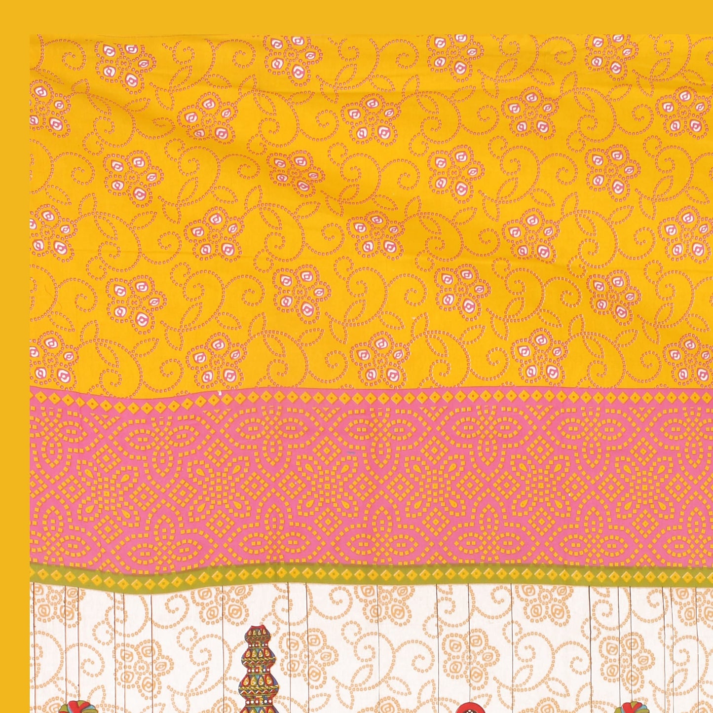 Cotton Double Jaipuri Prints Flat Bedsheet  With 2 Pillow Cover