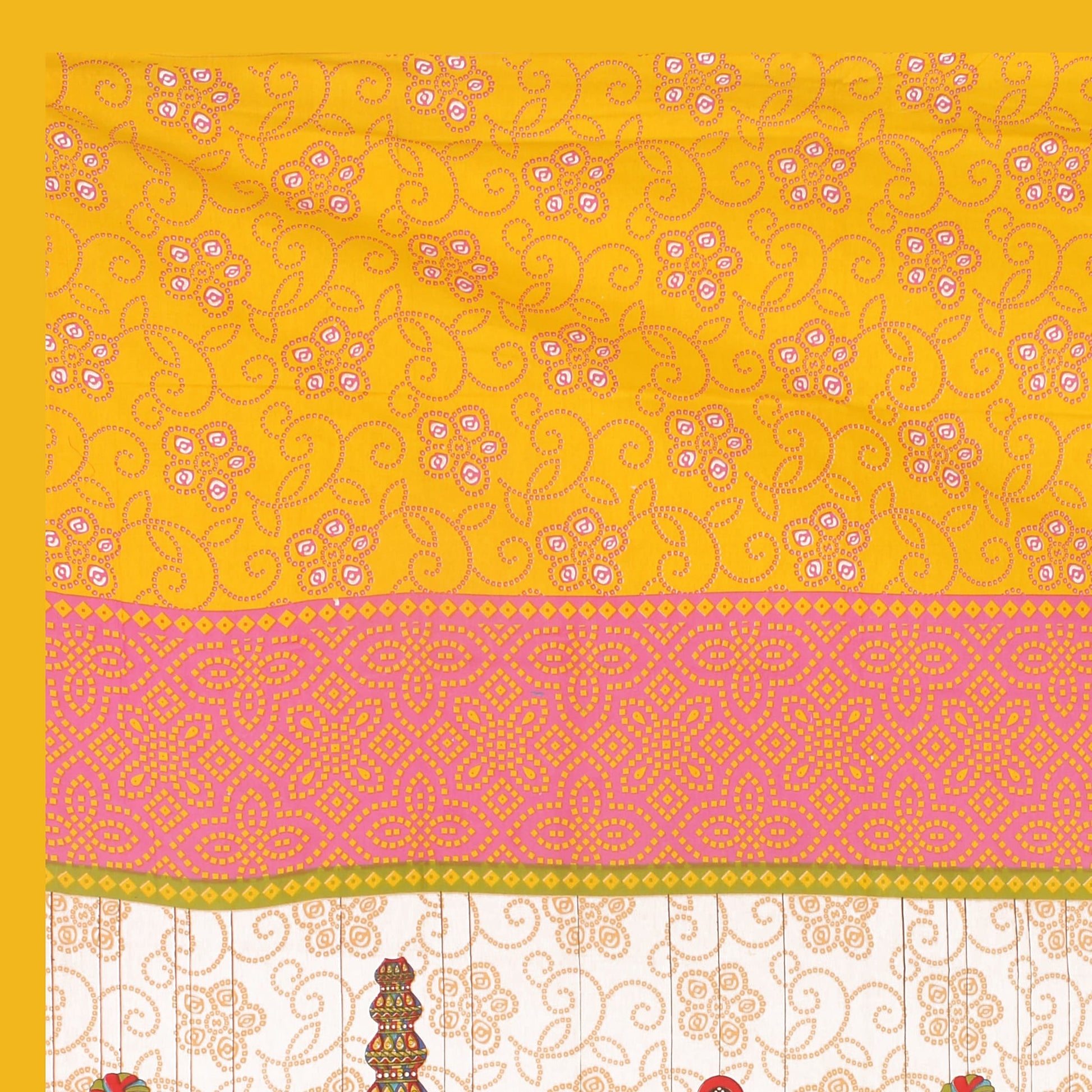 Cotton Double Jaipuri Prints Flat Bedsheet  With 2 Pillow Cover