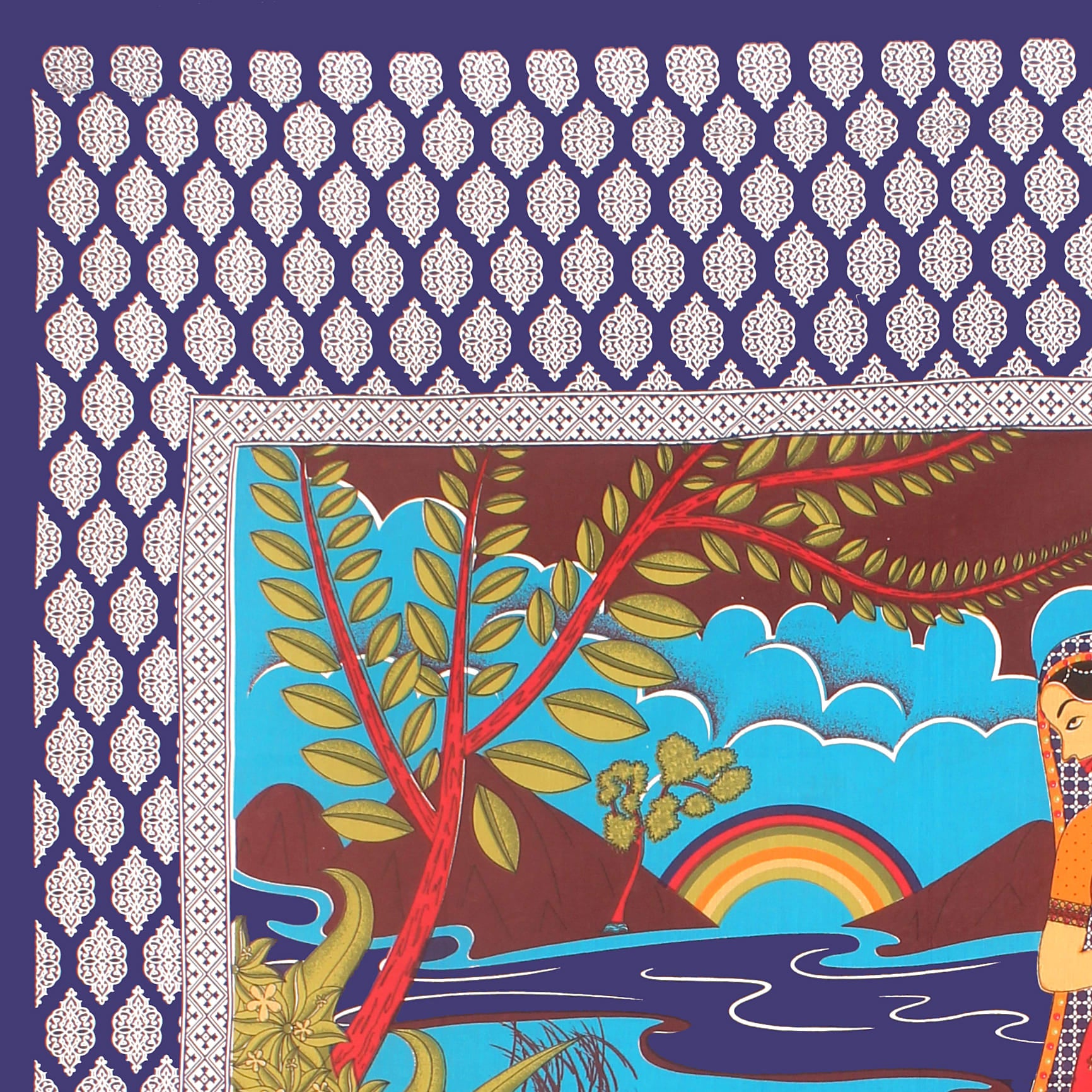 Cotton Double Jaipuri Prints Flat Bedsheet  With 2 Pillow Cover