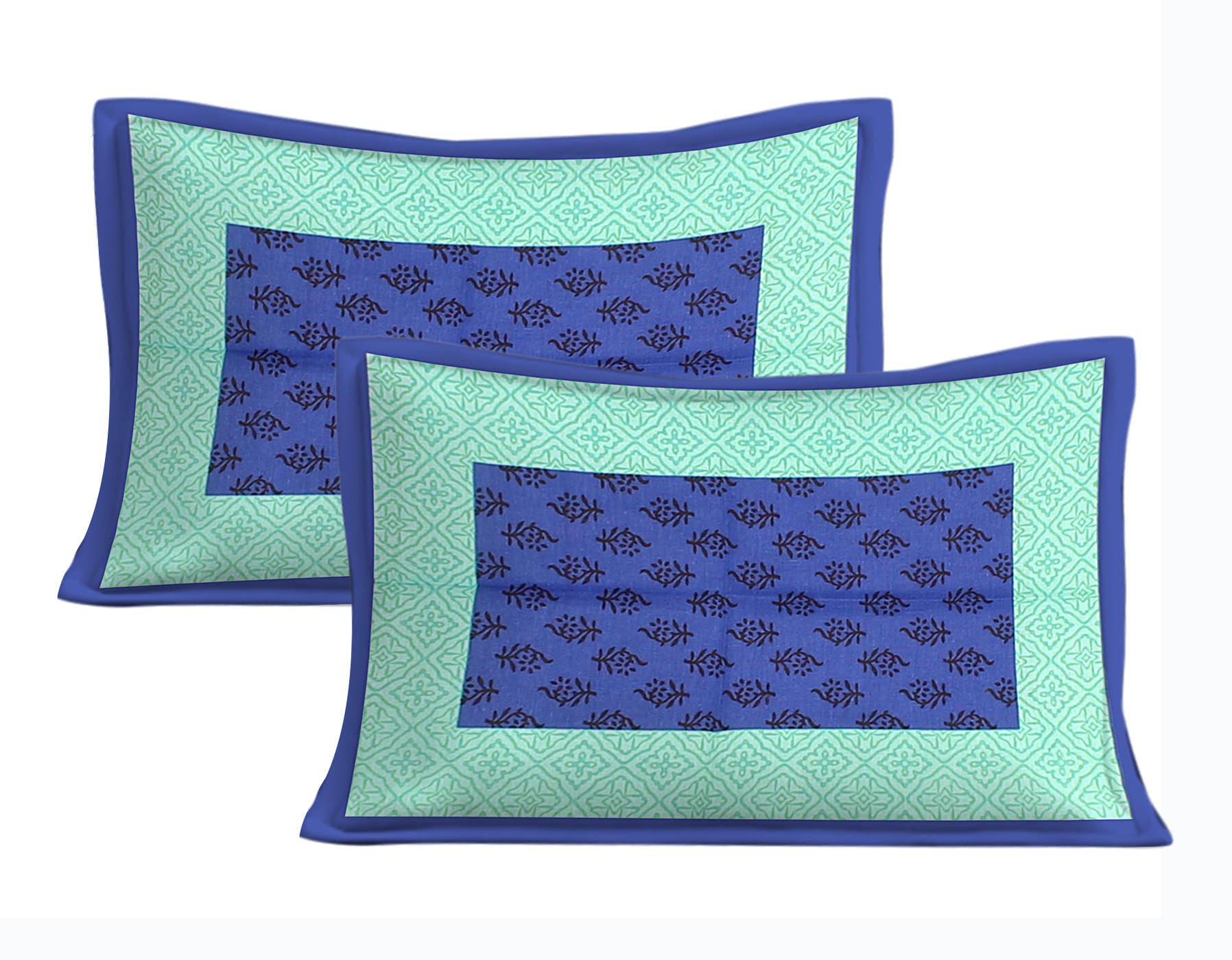 Cotton Double Jaipuri Prints Flat Bedsheet  With 2 Pillow Cover
