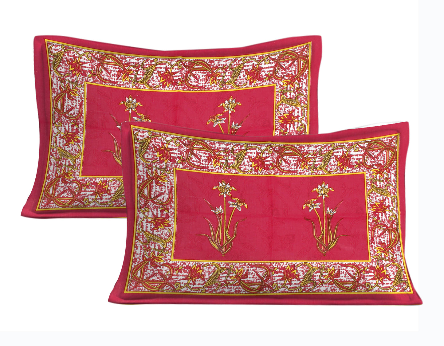 Cotton Double Jaipuri Prints Flat Bedsheet  With 2 Pillow Cover