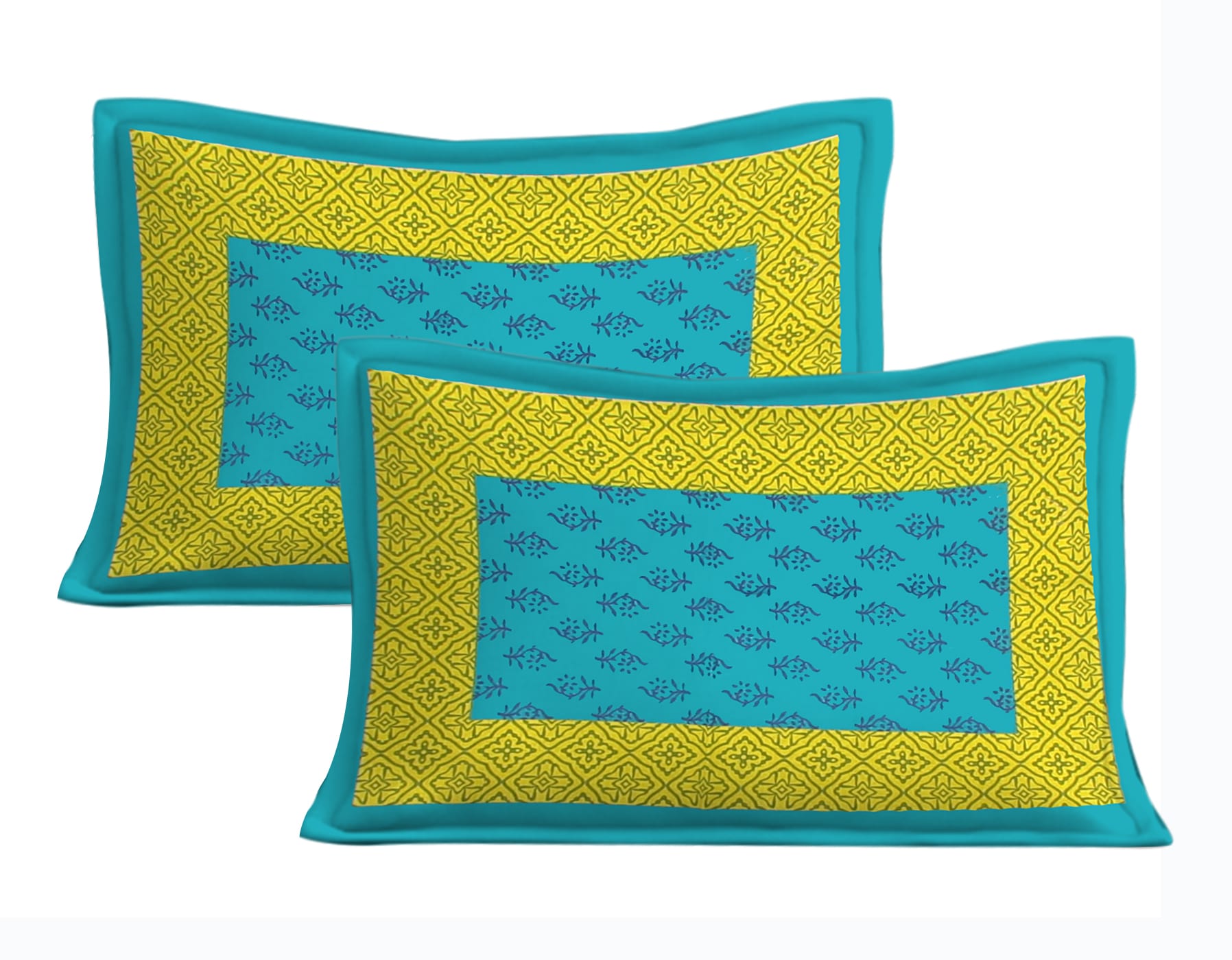 Cotton Double Jaipuri Prints Flat Bedsheet  With 2 Pillow Cover