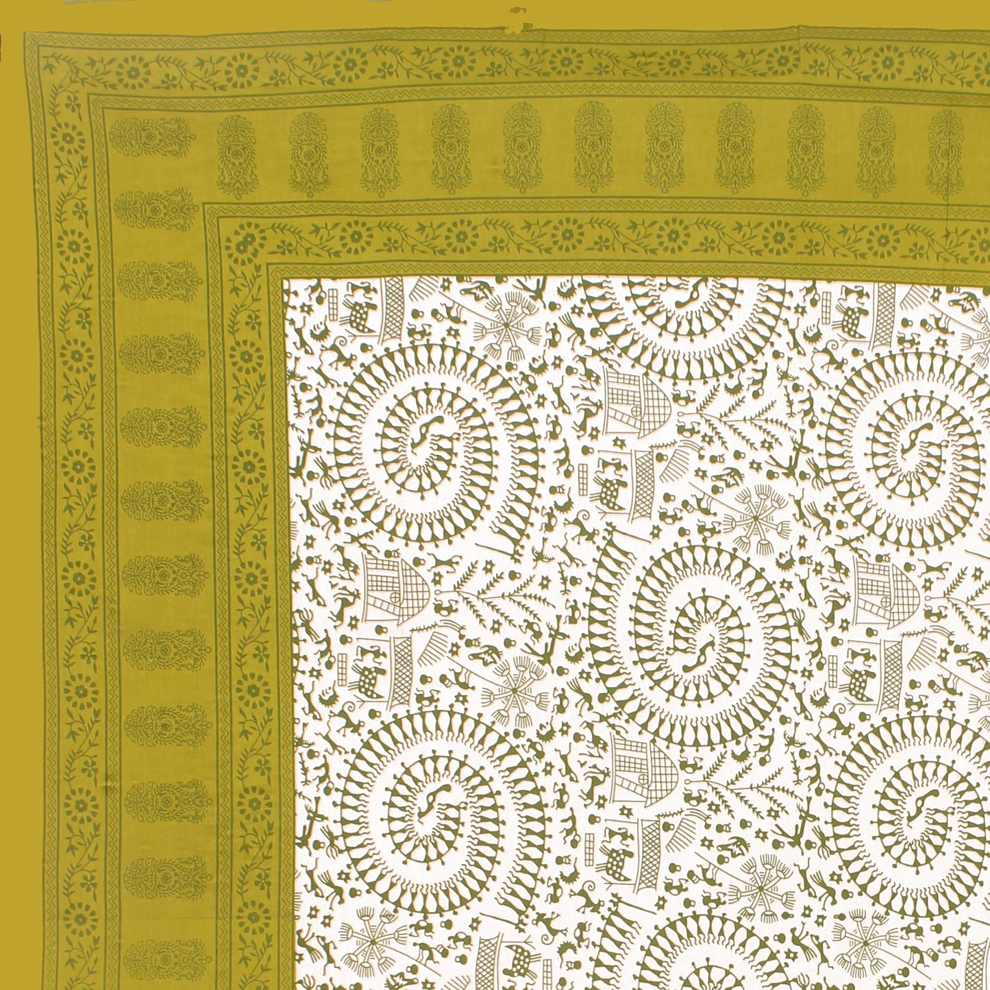 Cotton Double Jaipuri Prints Flat Bedsheet  With 2 Pillow Cover
