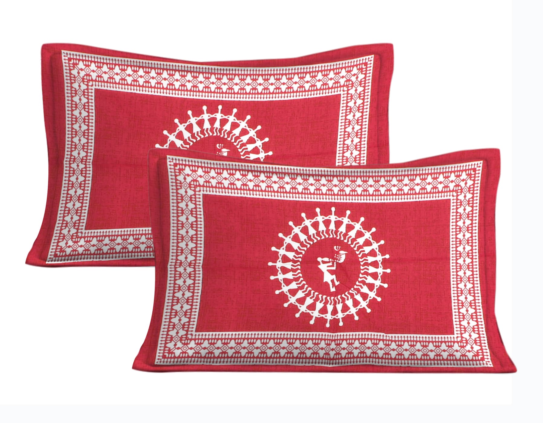 Cotton Double Jaipuri Prints Flat Bedsheet  With 2 Pillow Cover