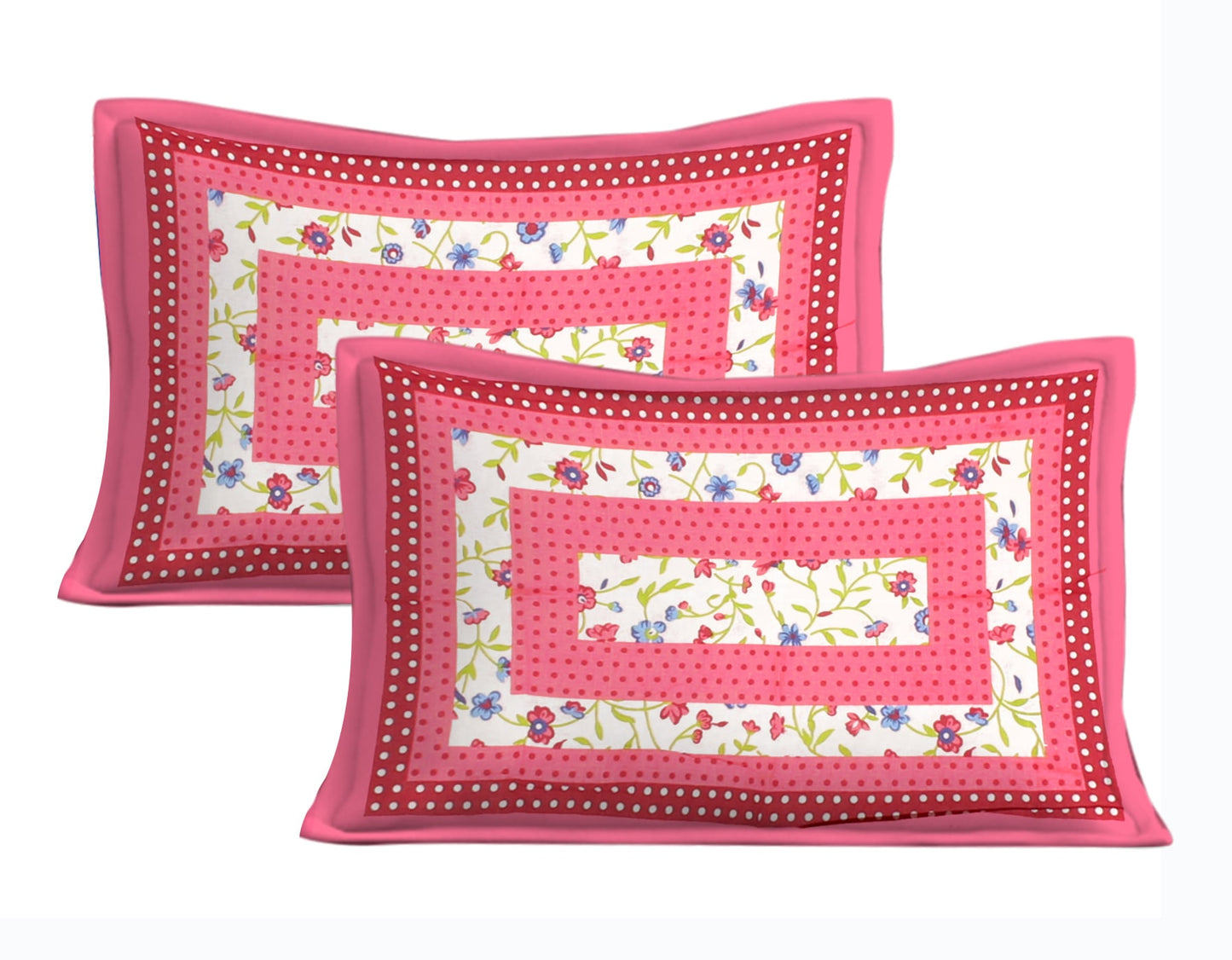 Cotton Double Jaipuri Prints Flat Bedsheet  With 2 Pillow Cover