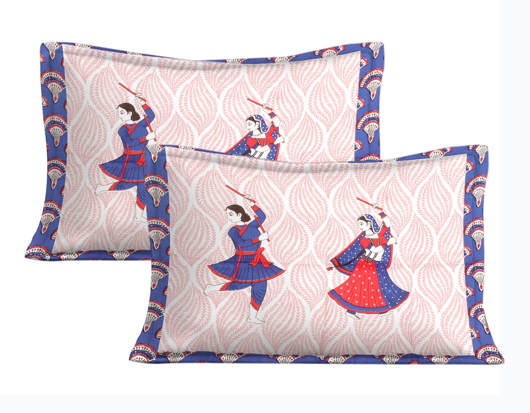 Cotton Double Jaipuri Prints Flat Bedsheet  With 2 Pillow Cover