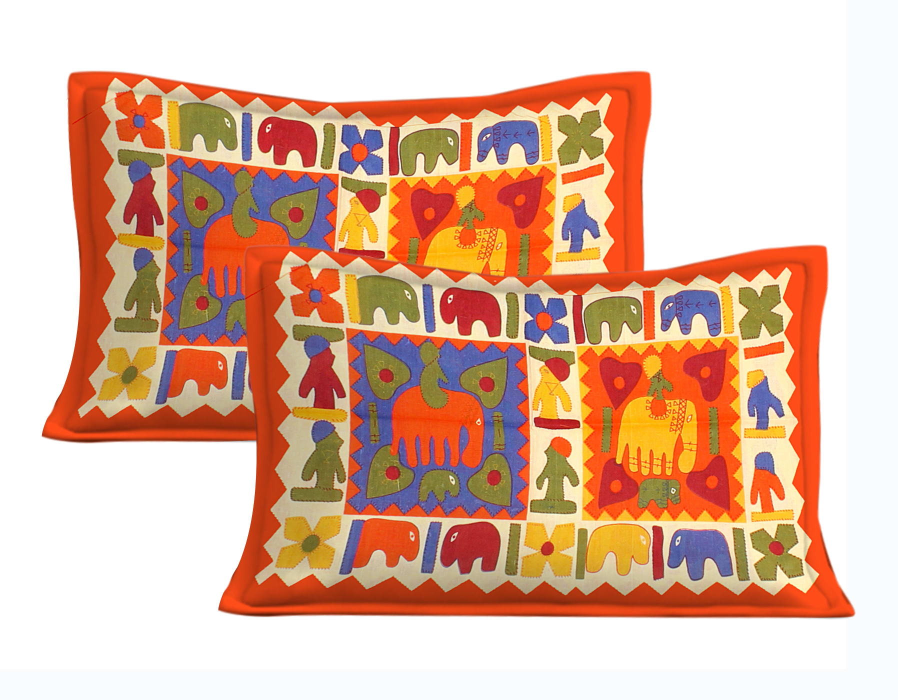 Cotton Double Jaipuri Prints Flat Bedsheet  With 2 Pillow Cover