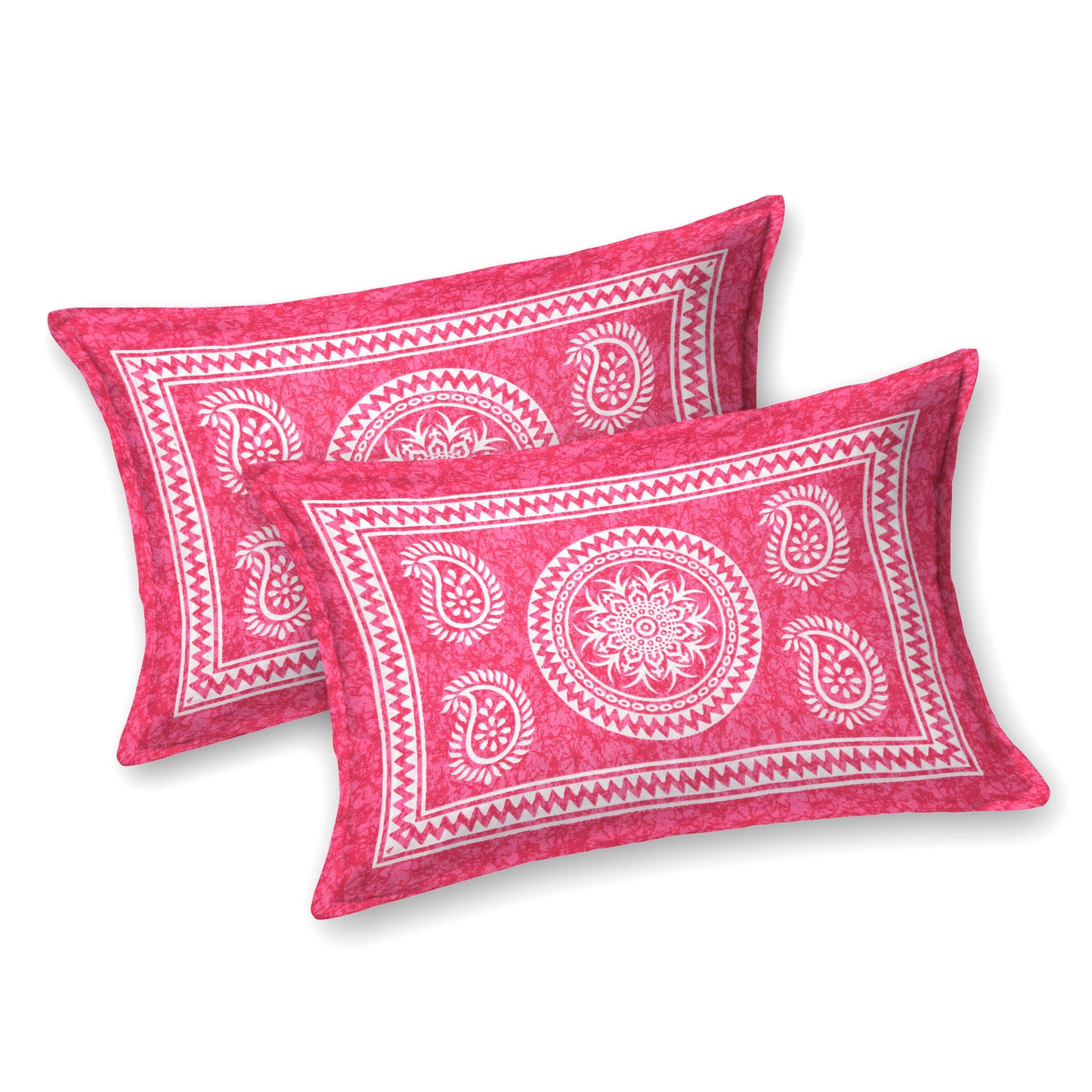 Cotton Double Jaipuri Prints Flat Bedsheet  With 2 Pillow Cover