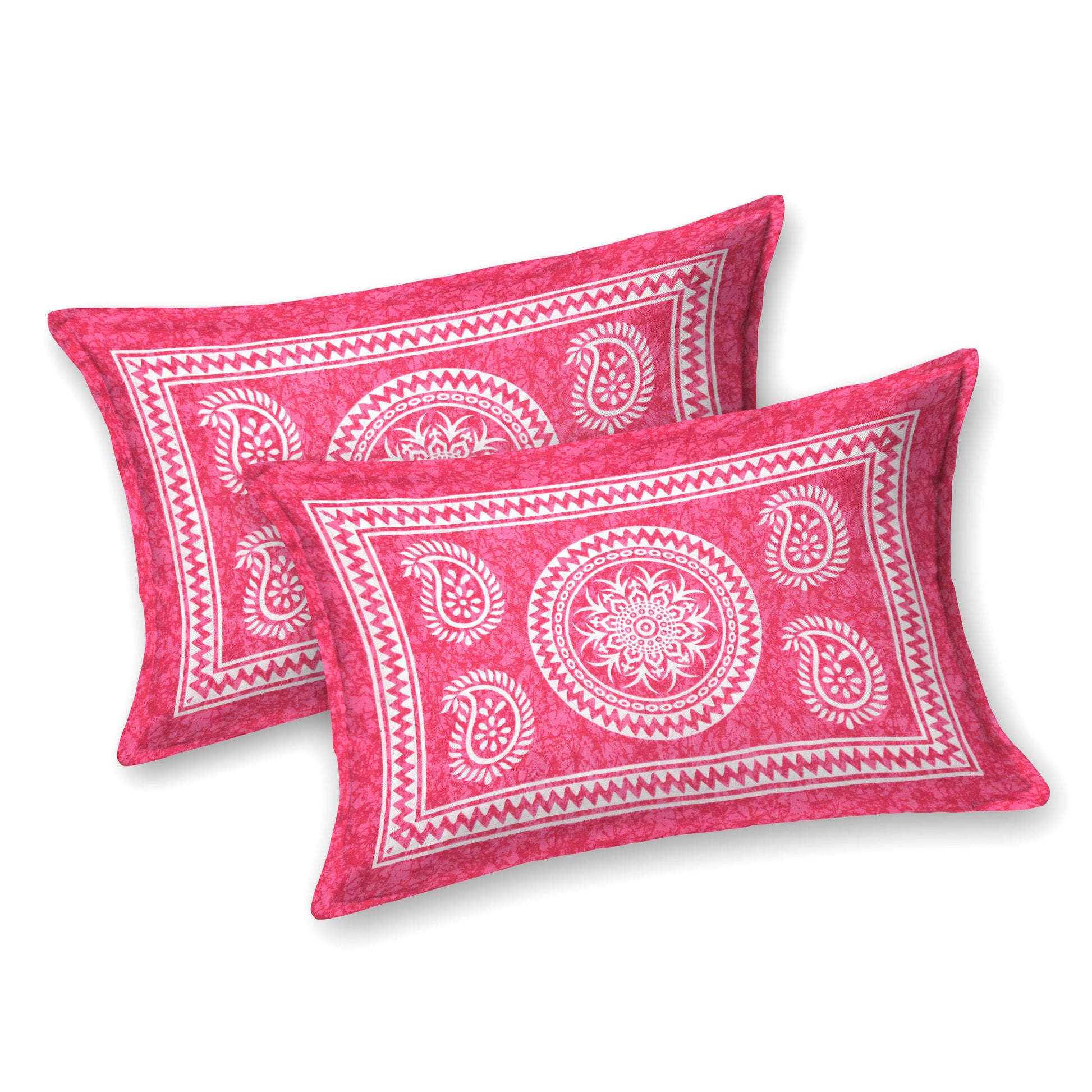 Cotton Double Jaipuri Prints Flat Bedsheet  With 2 Pillow Cover