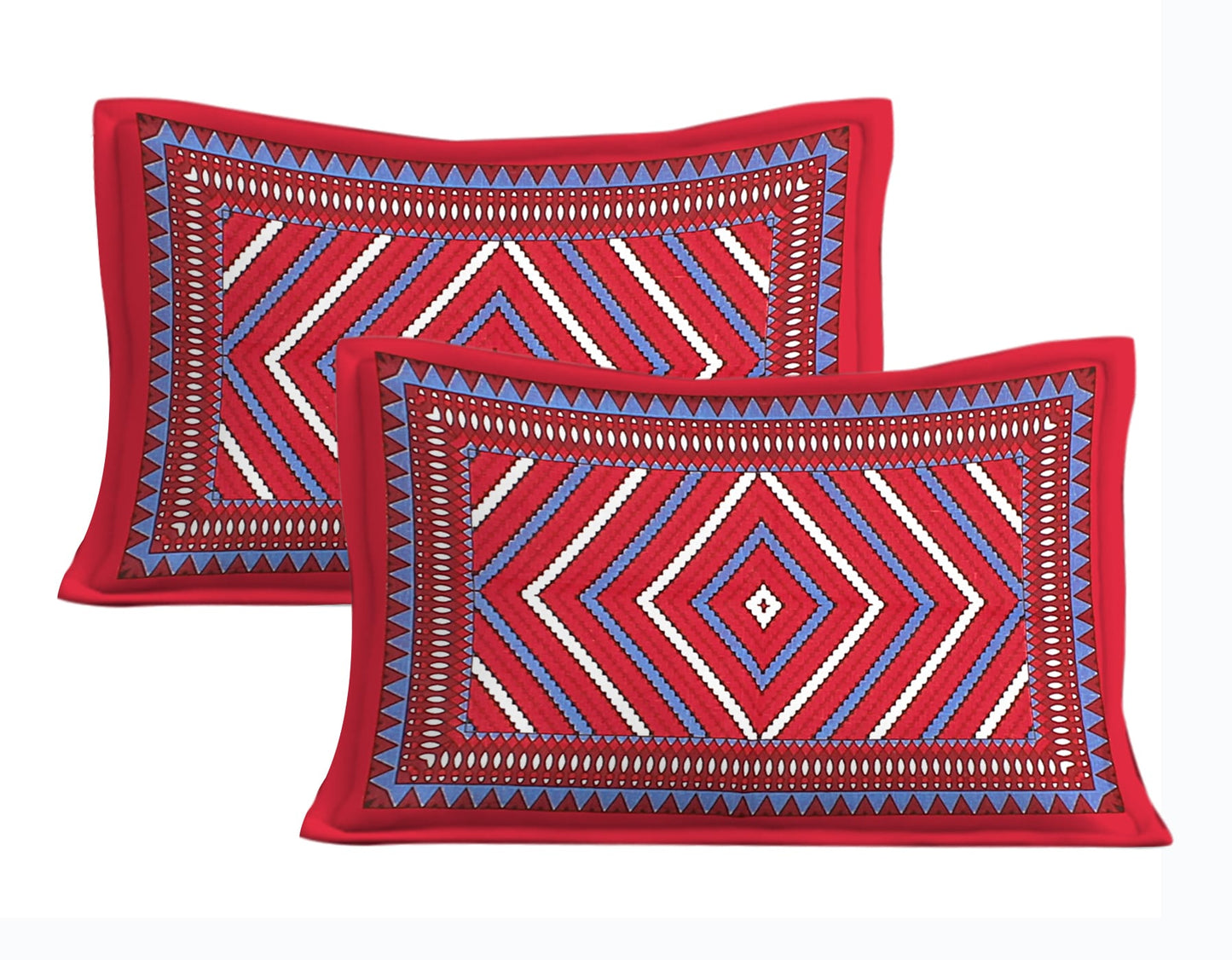 Cotton Double Jaipuri Prints Flat Bedsheet  With 2 Pillow Cover