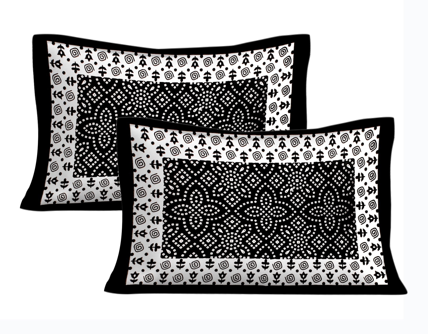 Cotton Double Jaipuri Prints Flat Bedsheet  With 2 Pillow Cover