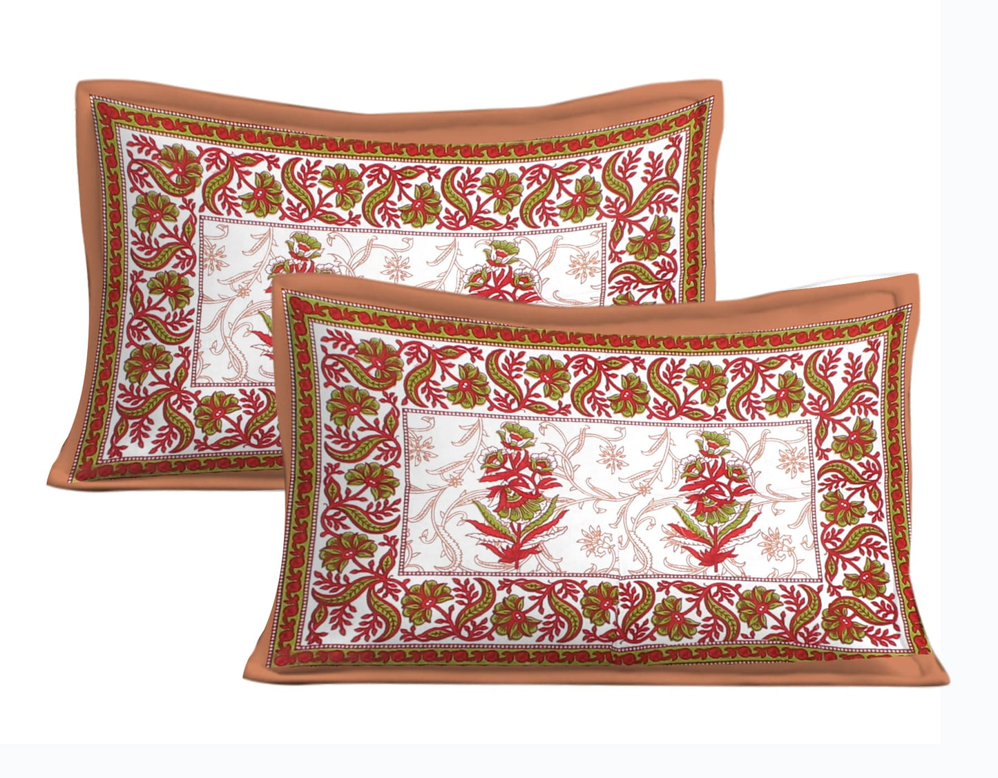 Cotton Double Jaipuri Prints Flat Bedsheet  With 2 Pillow Cover