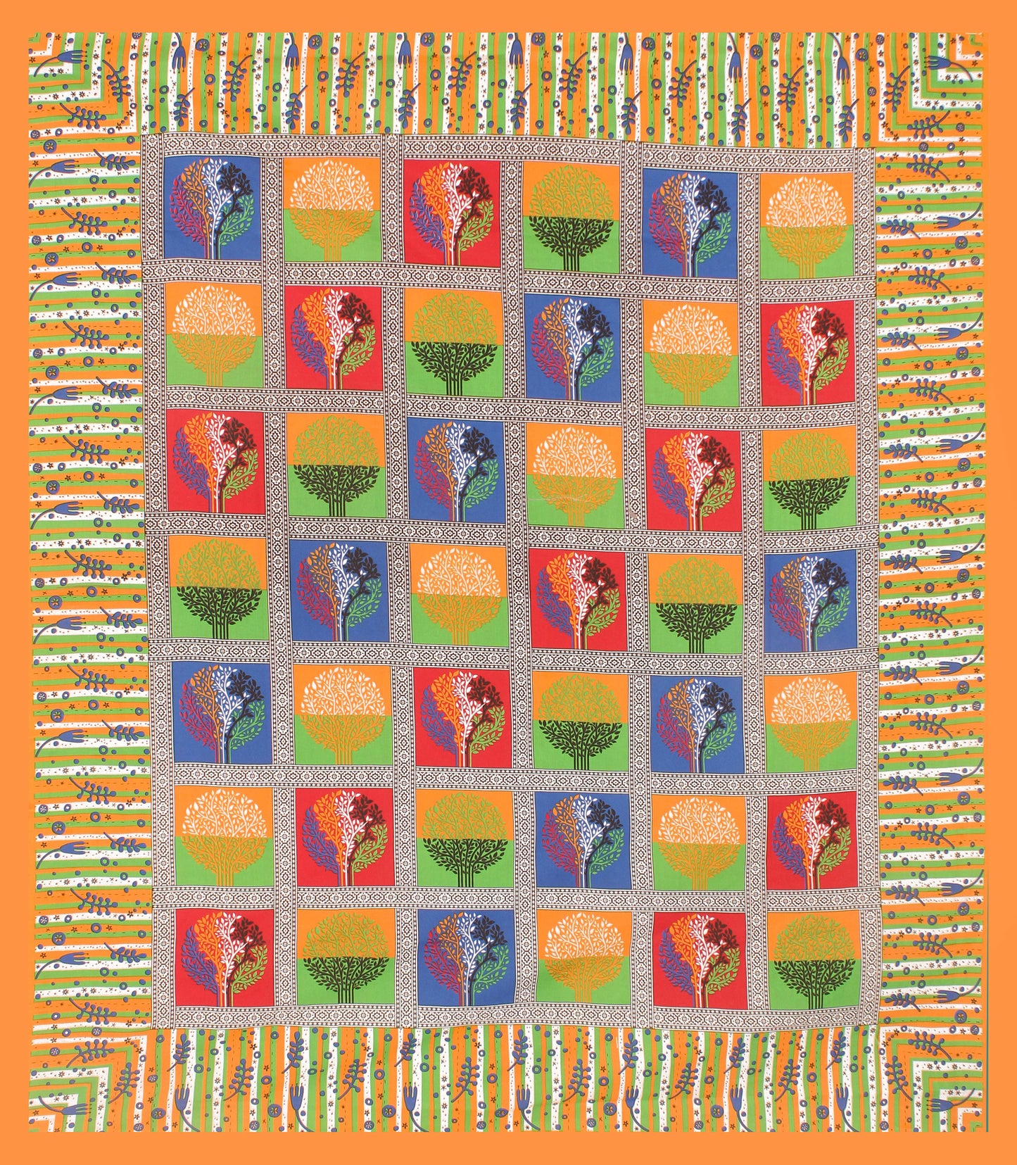 Cotton Double Jaipuri Prints Flat Bedsheet  With 2 Pillow Cover
