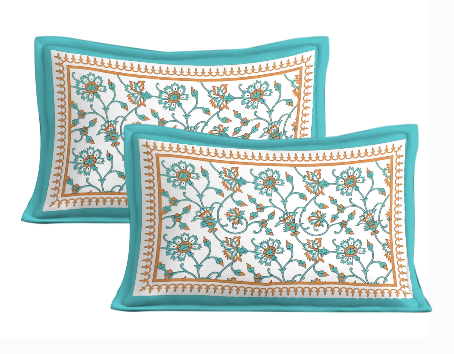 Cotton Double Jaipuri Prints Flat Bedsheet  With 2 Pillow Cover