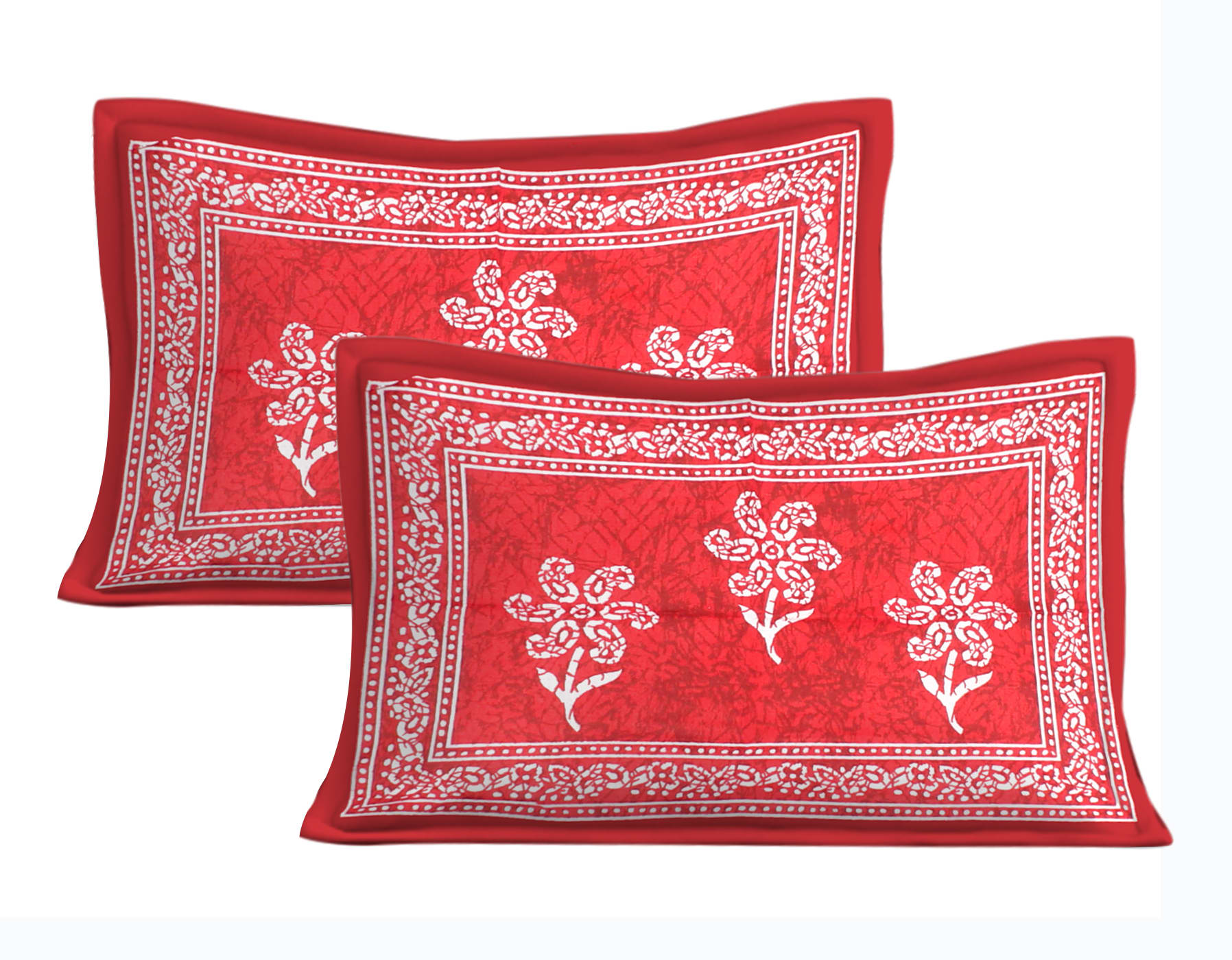 Cotton Double Jaipuri Prints Flat Bedsheet  With 2 Pillow Cover