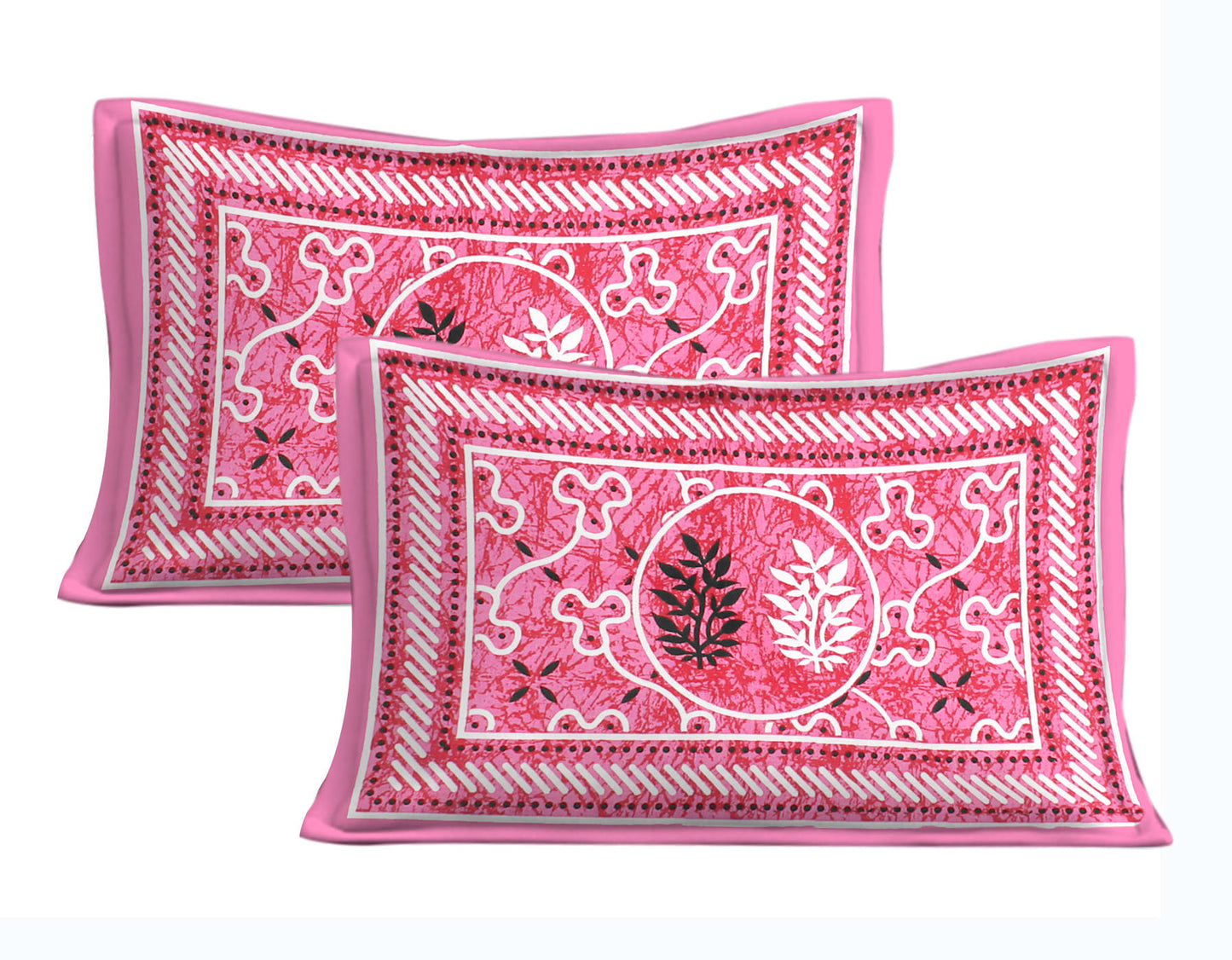 Cotton Double Jaipuri Prints Flat Bedsheet  With 2 Pillow Cover