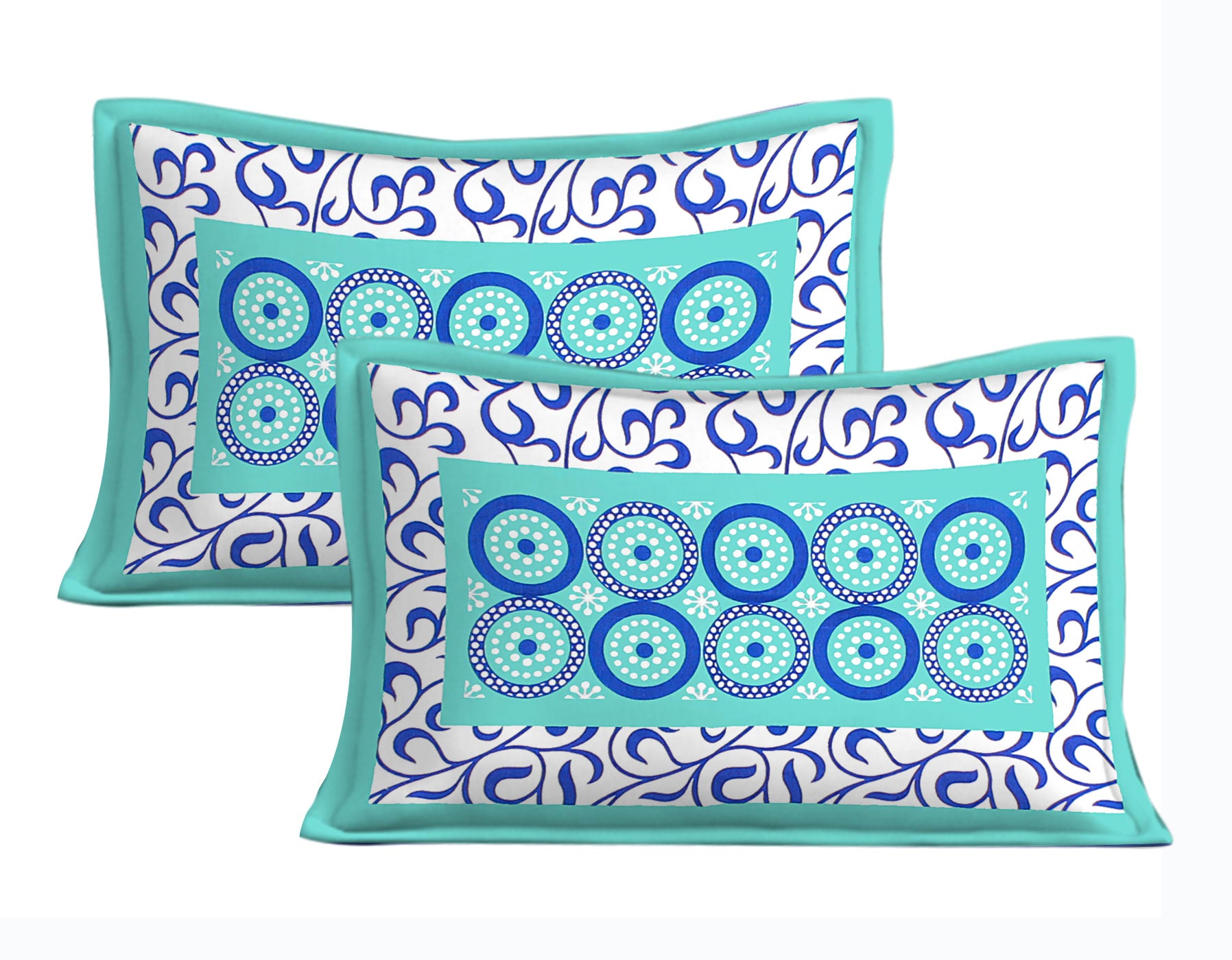 Cotton Double Jaipuri Prints Flat Bedsheet  With 2 Pillow Cover