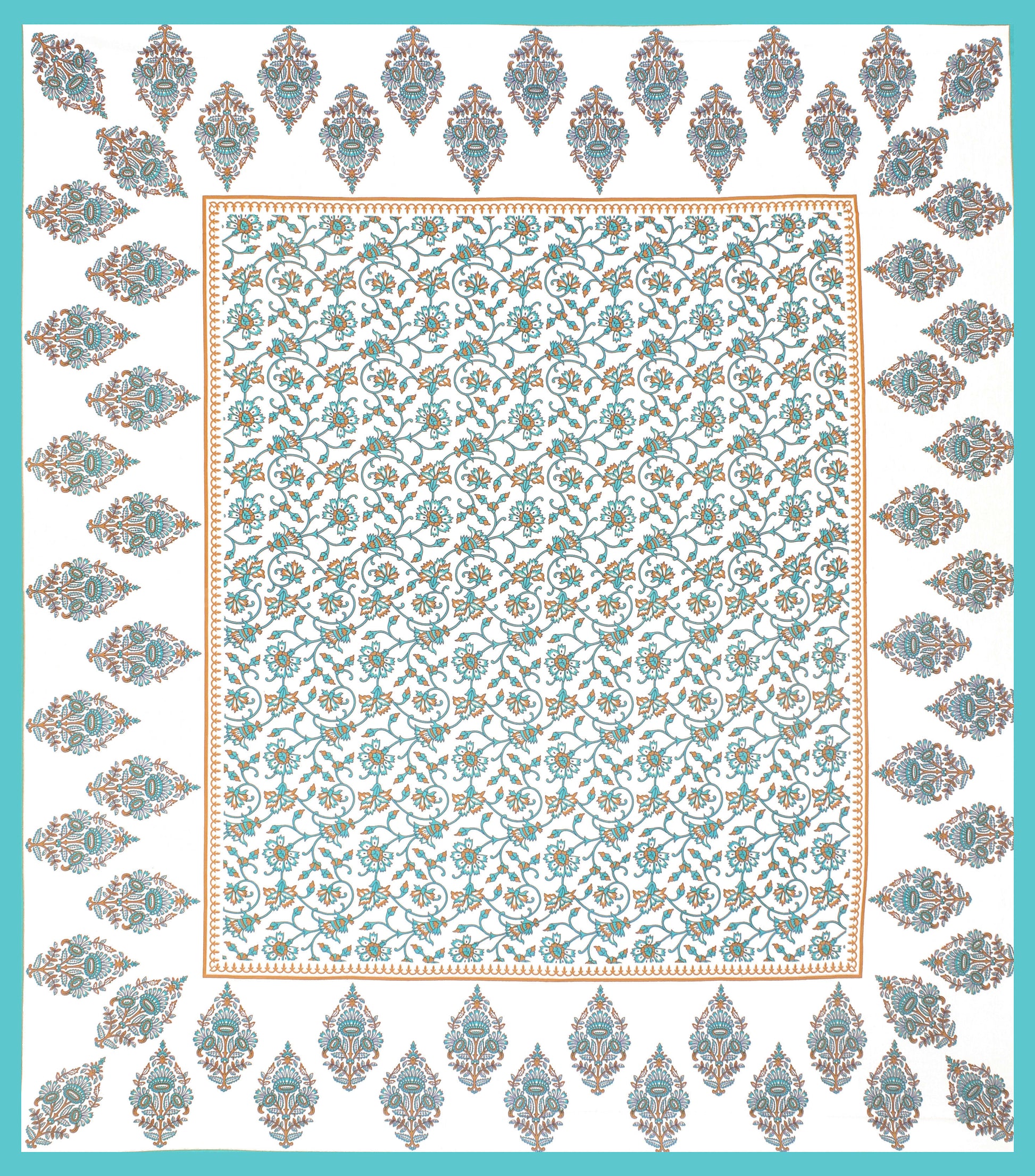 Cotton Double Jaipuri Prints Flat Bedsheet  With 2 Pillow Cover