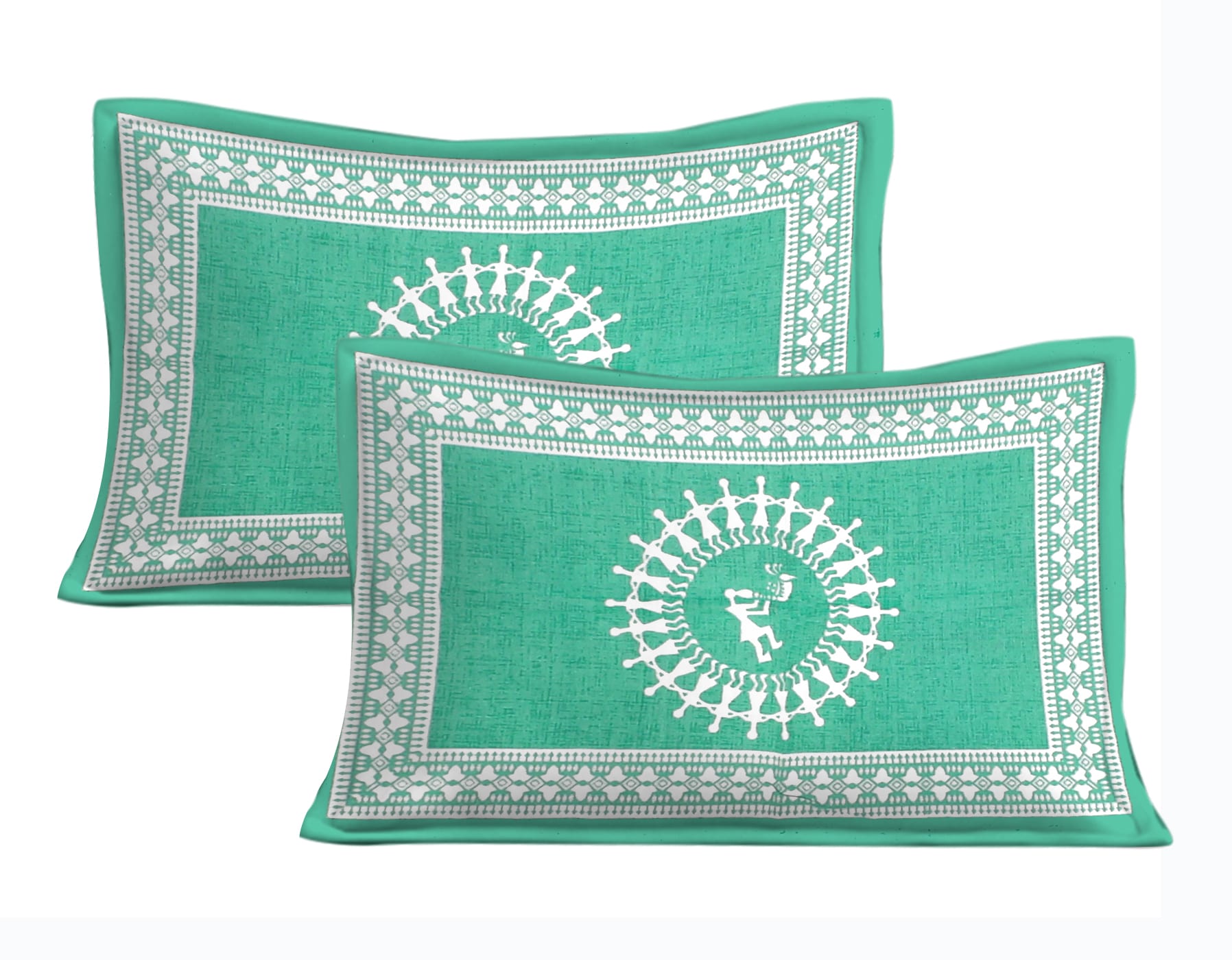 Cotton Double Jaipuri Prints Flat Bedsheet  With 2 Pillow Cover