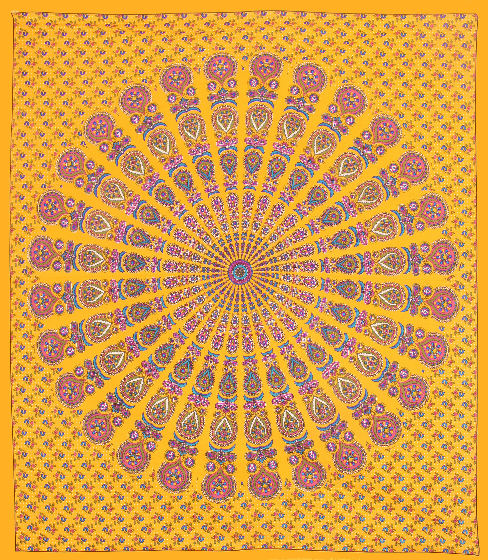 Cotton Double Jaipuri Prints Flat Bedsheet  With 2 Pillow Cover