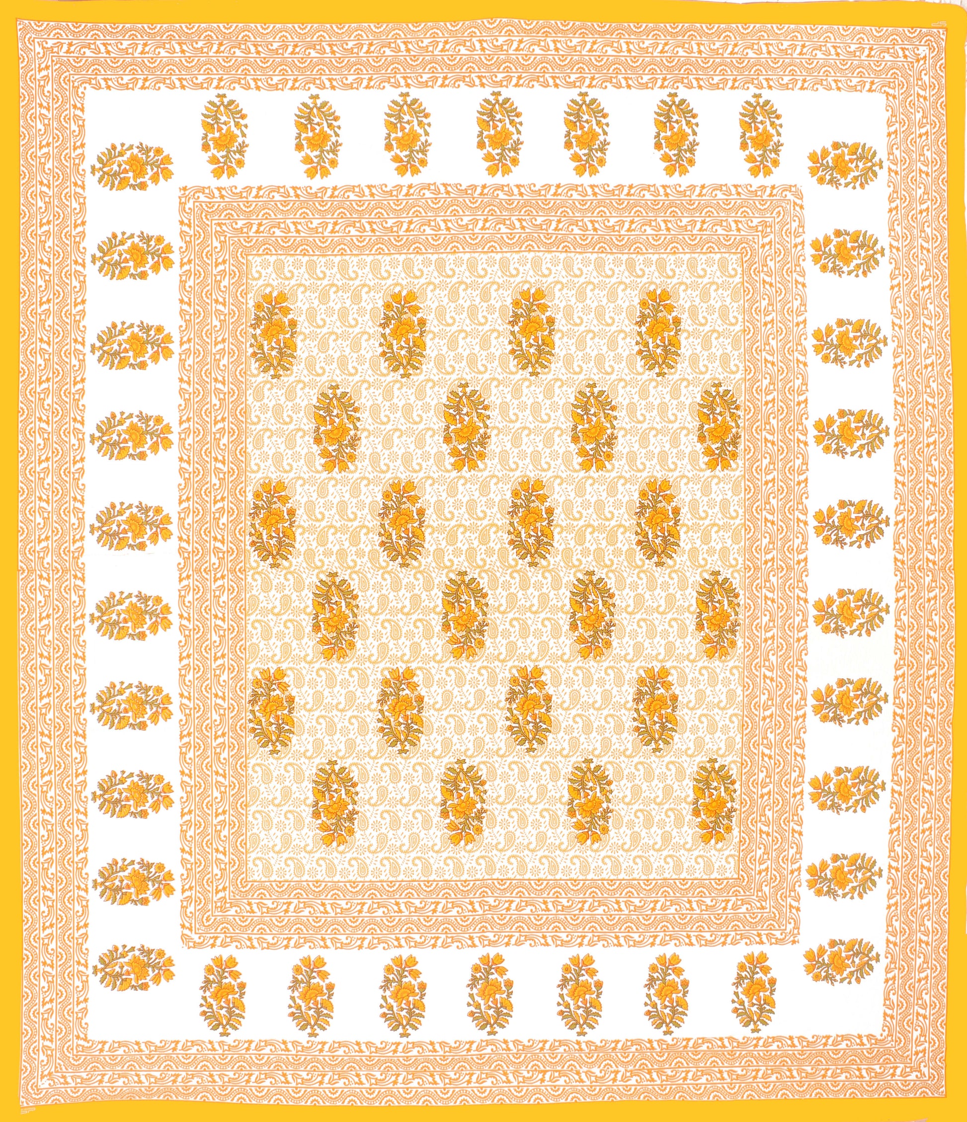 Cotton Double Jaipuri Prints Flat Bedsheet  With 2 Pillow Cover