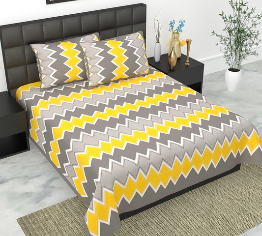 Cotton Double Jaipuri Prints Flat Bedsheet  With 2 Pillow Cover