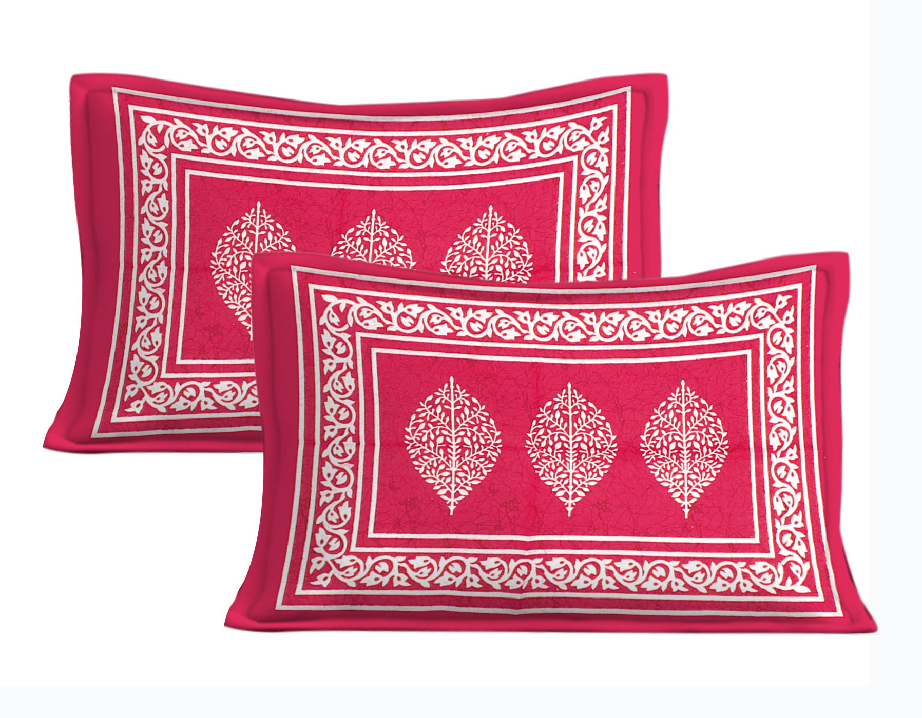 Cotton Double Jaipuri Prints Flat Bedsheet  With 2 Pillow Cover