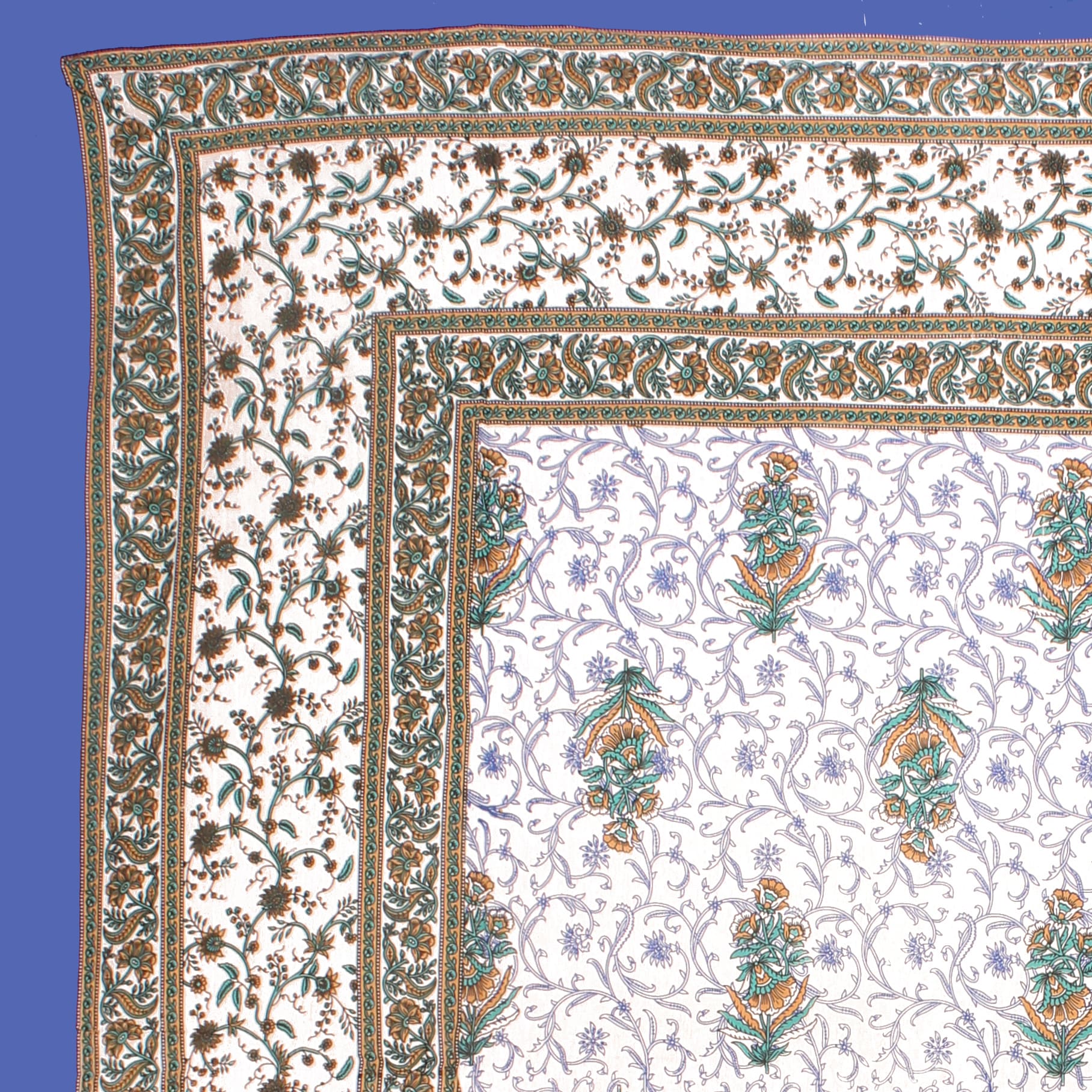 Cotton Double Jaipuri Prints Flat Bedsheet  With 2 Pillow Cover