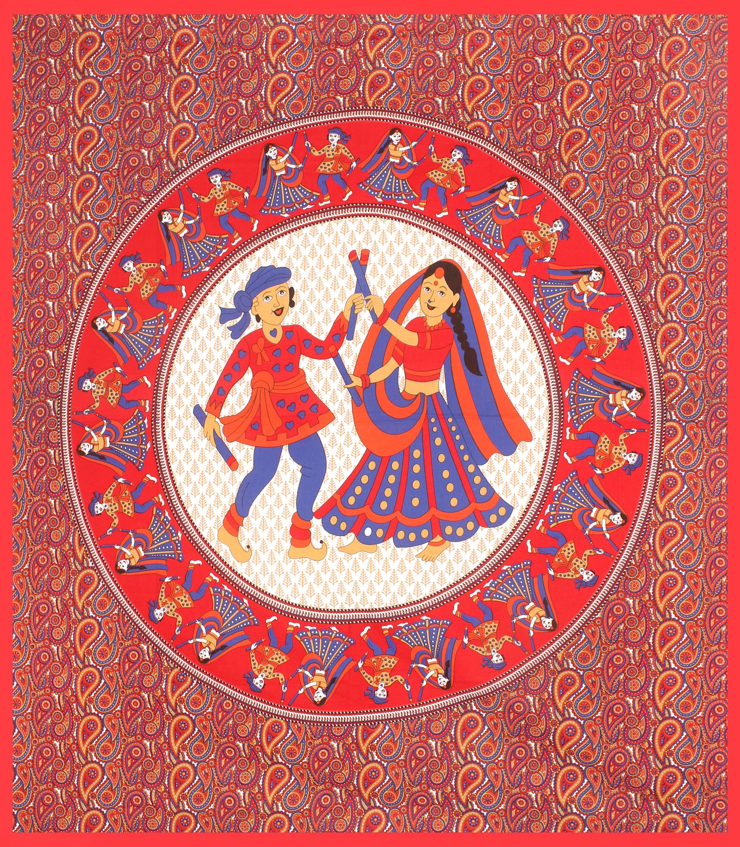 Cotton Double Jaipuri Prints Flat Bedsheet  With 2 Pillow Cover