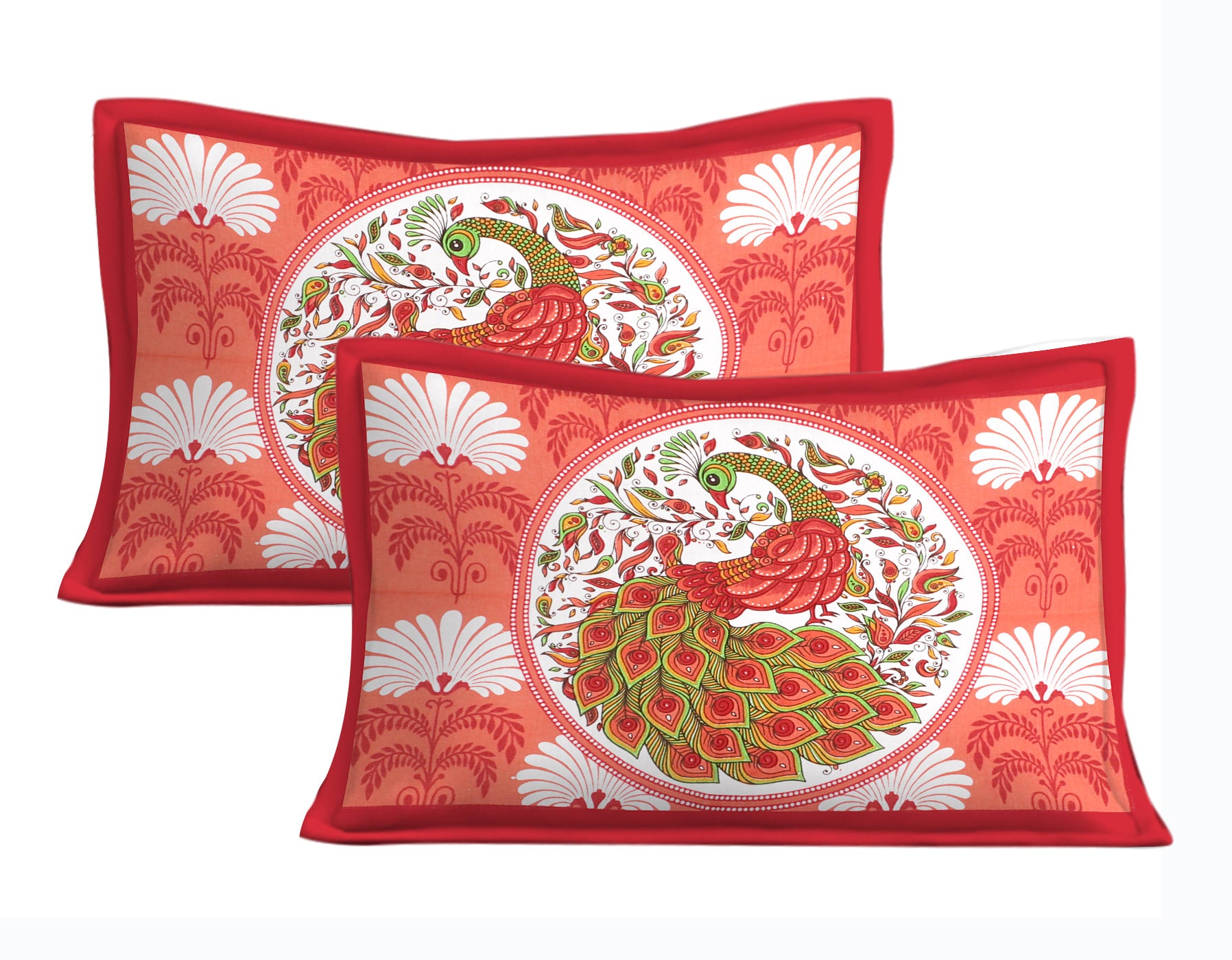 Cotton Double Jaipuri Prints Flat Bedsheet  With 2 Pillow Cover