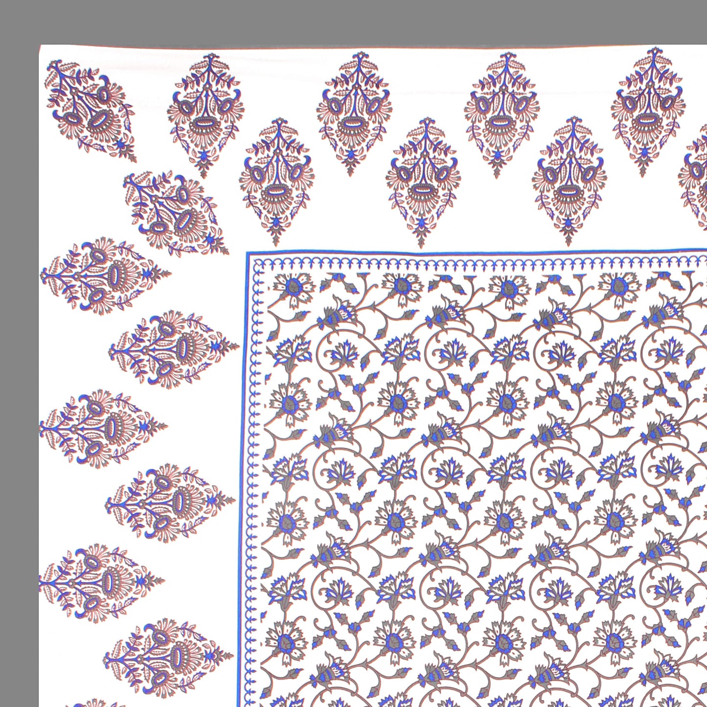 Cotton Double Jaipuri Prints Flat Bedsheet  With 2 Pillow Cover