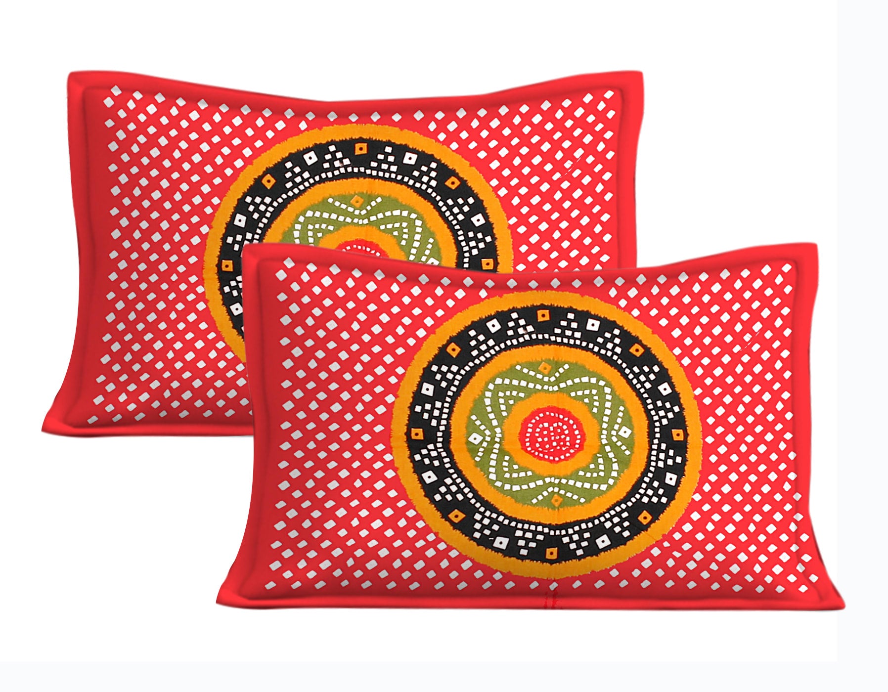 Cotton Double Jaipuri Prints Flat Bedsheet  With 2 Pillow Cover