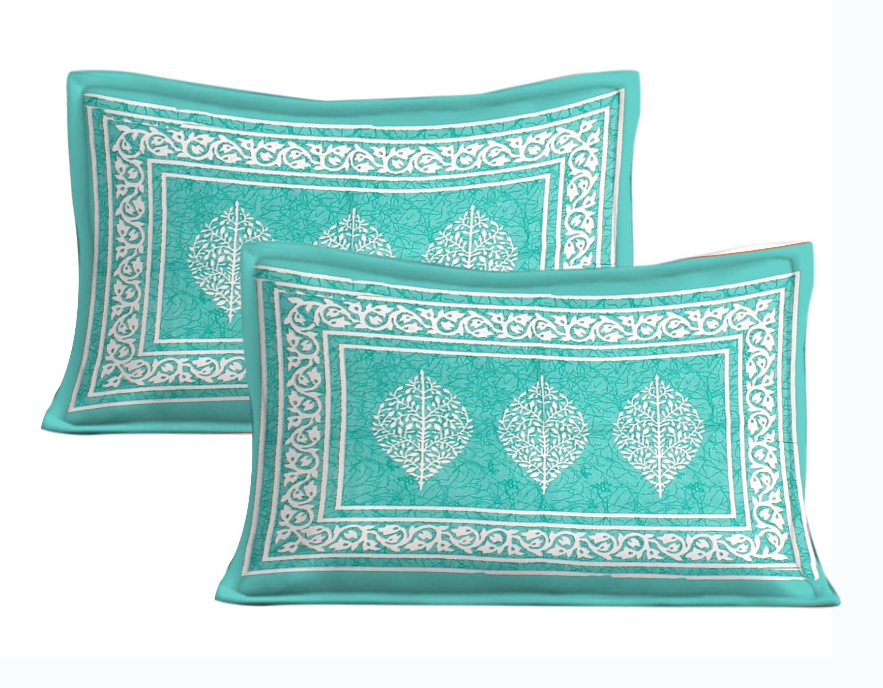 Cotton Double Jaipuri Prints Flat Bedsheet  With 2 Pillow Cover